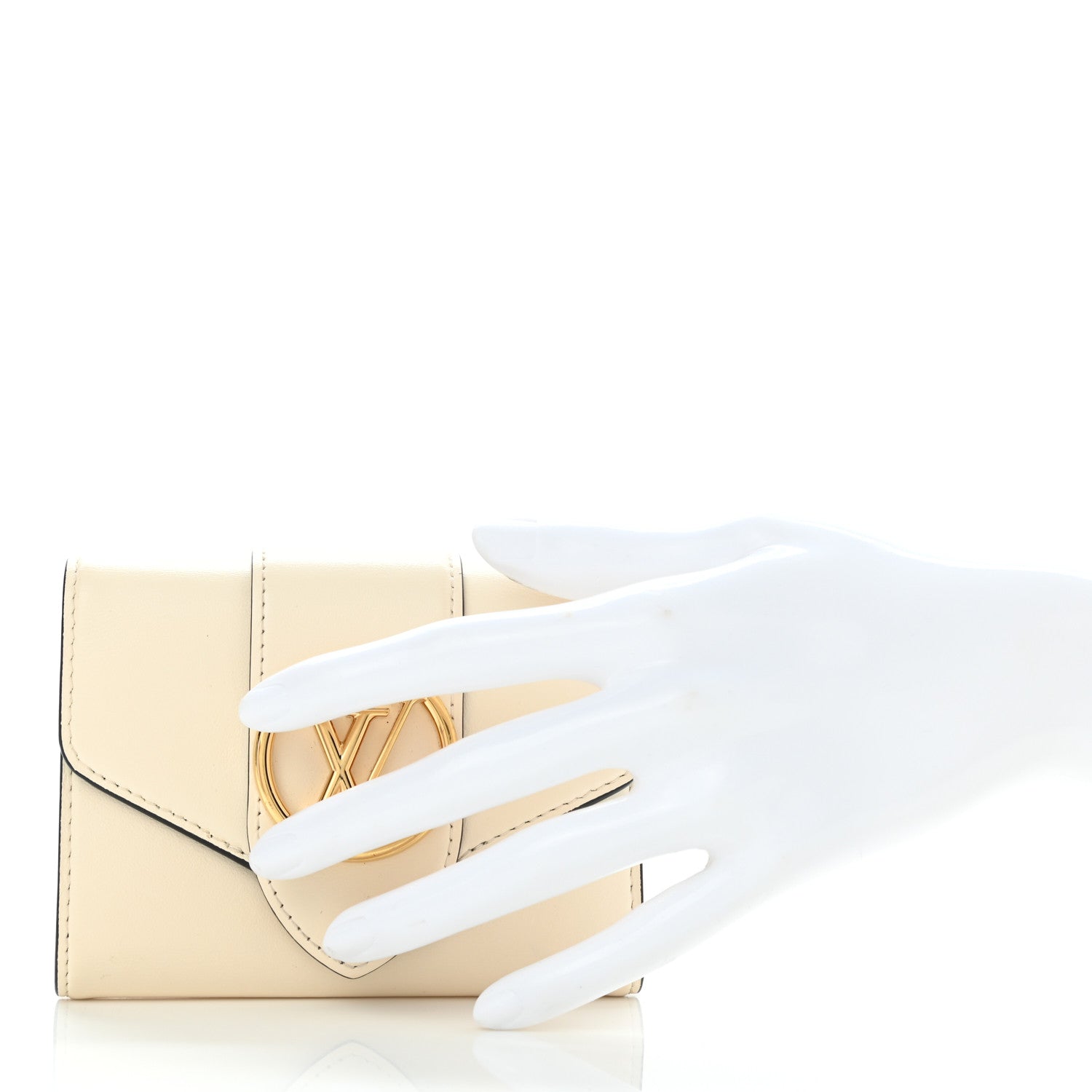 Louis Vuitton Smooth Calfskin LV Pont 9 Compact Wallet Creme 2 of 9