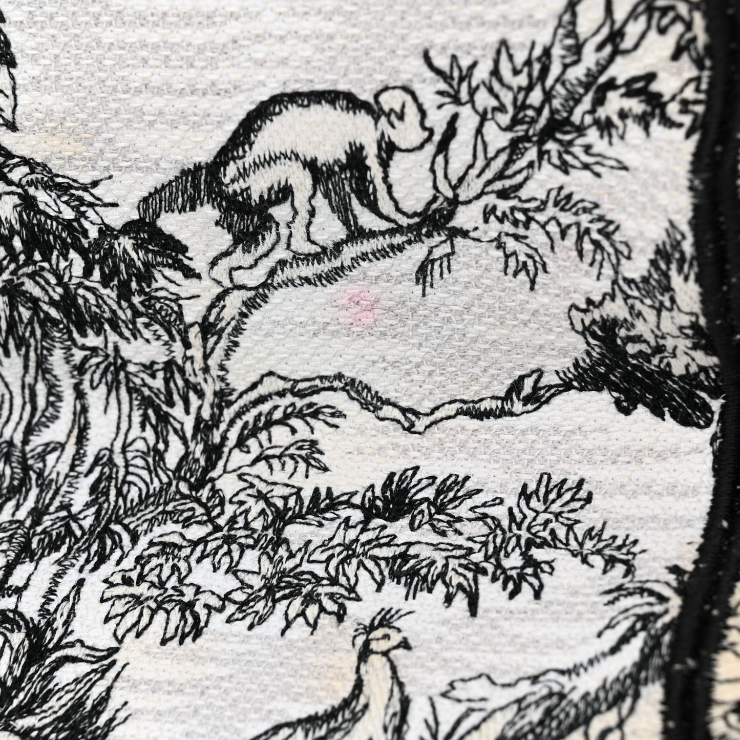 Canvas Embroidered Medium Toile de Jouy Voyage Book Tote White Black