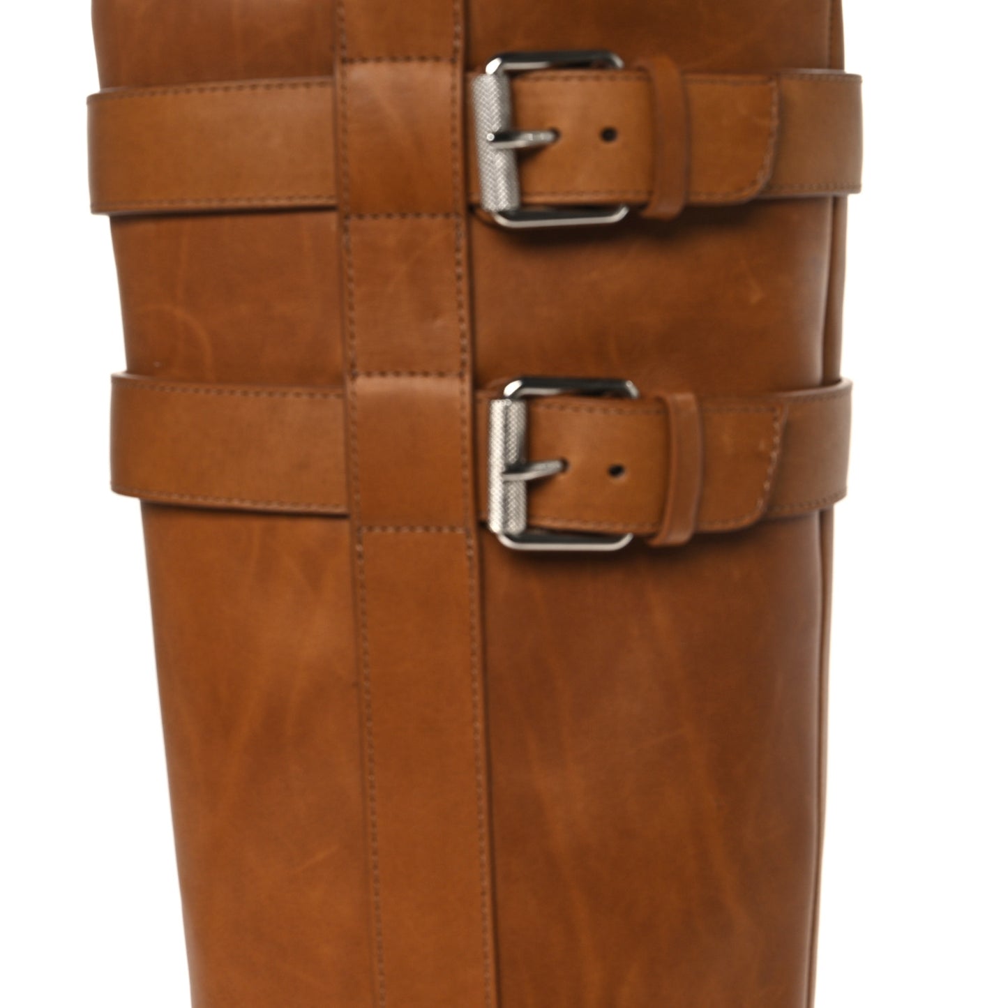Calfskin Wax Shearling Brodeback Lug Over The Knee Boots 35.5 Terra Beige