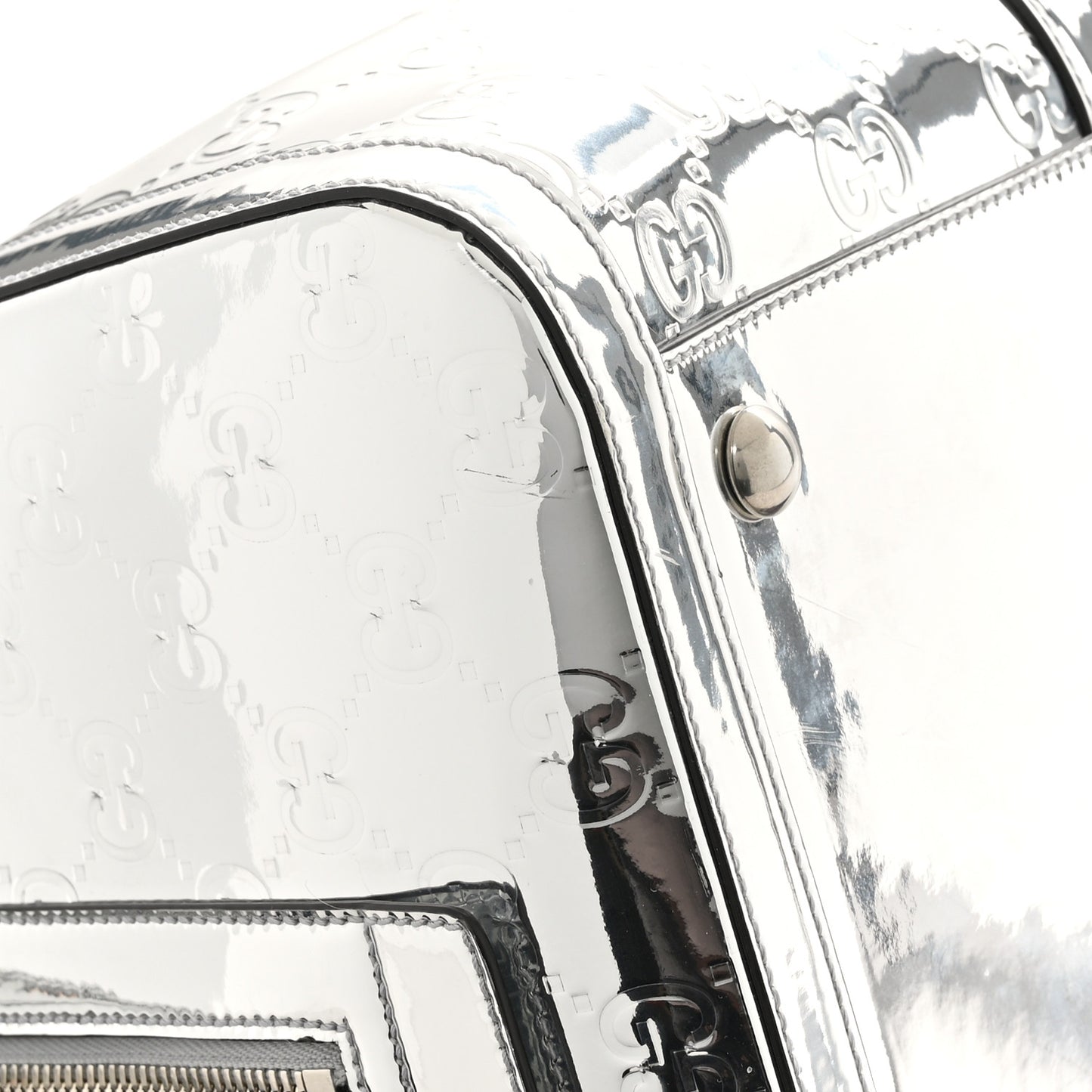 Guccissima Medium Mirror Effect Duffle Silver