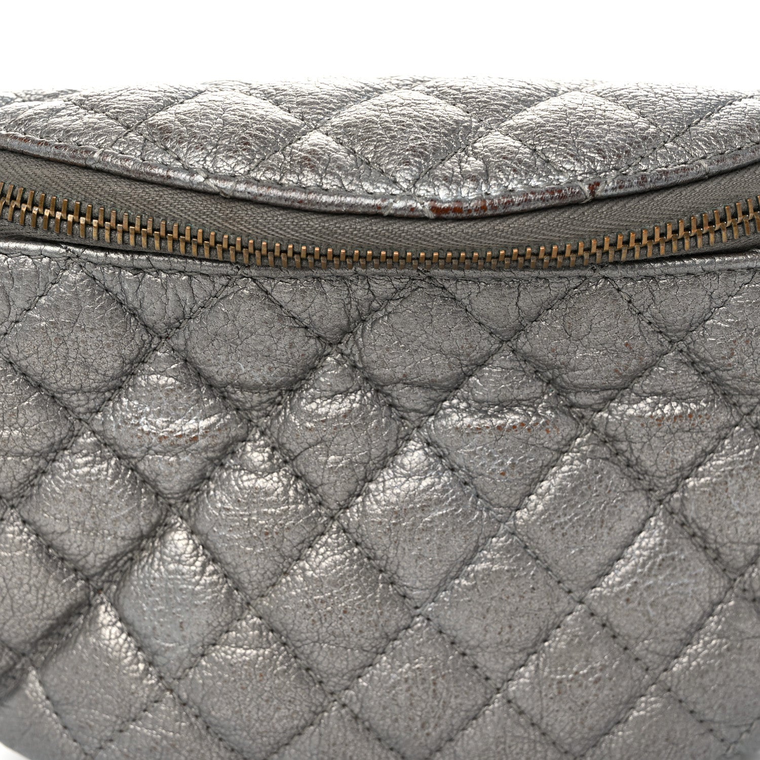 Chanel Metallic Calfskin Quilted Banane Waist Bag Fanny Pack Dark Silver 7 of 14