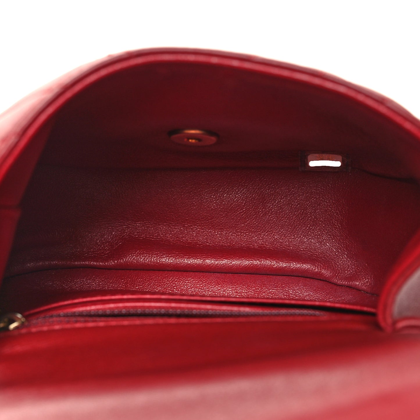 Lambskin Reverse Chevron Quilted Mini Round Top Handle Flap Red