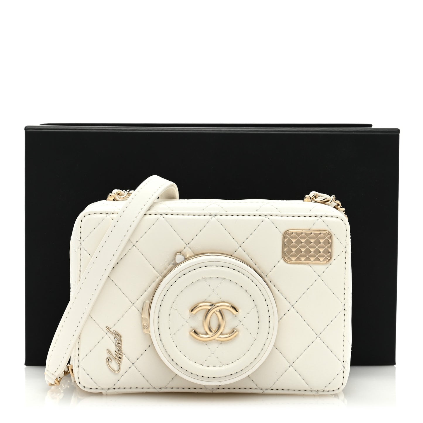 Lambskin Quilted Coco Click Bag White