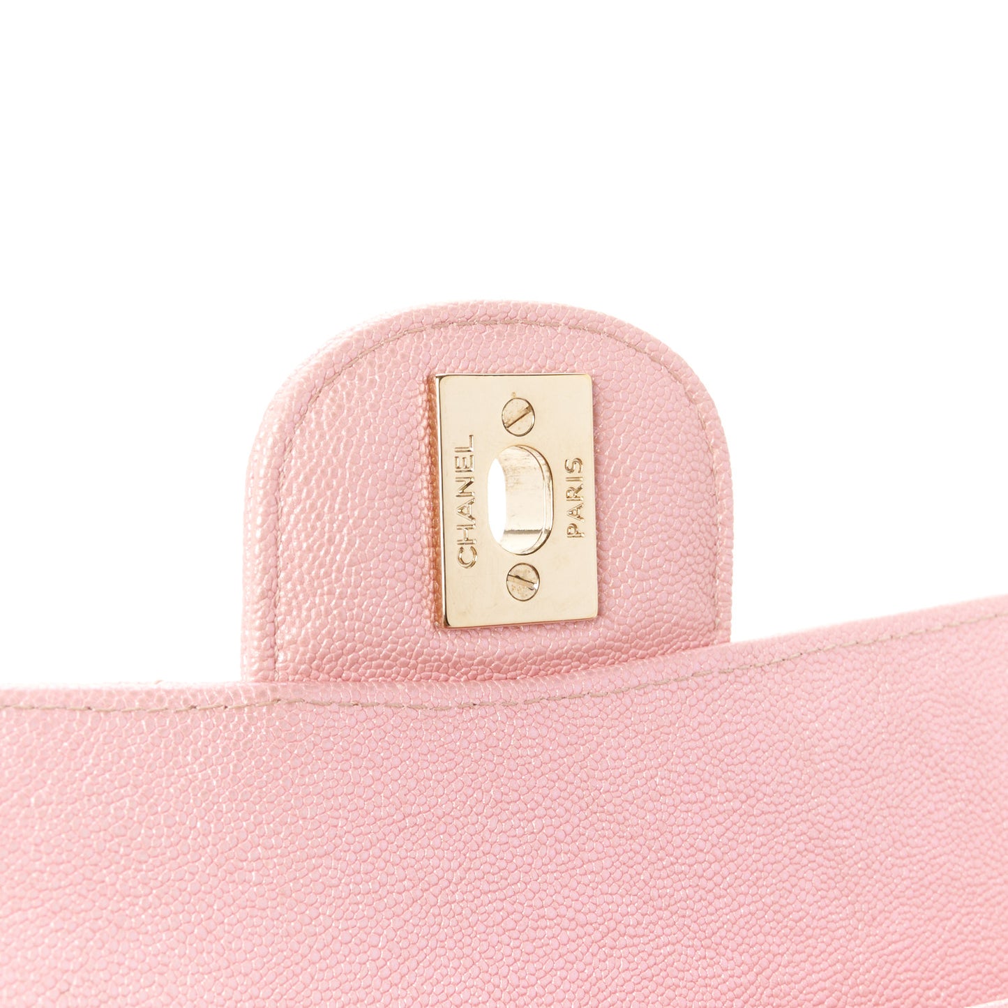Iridescent Caviar Quilted Medium Double Flap Rose Pink