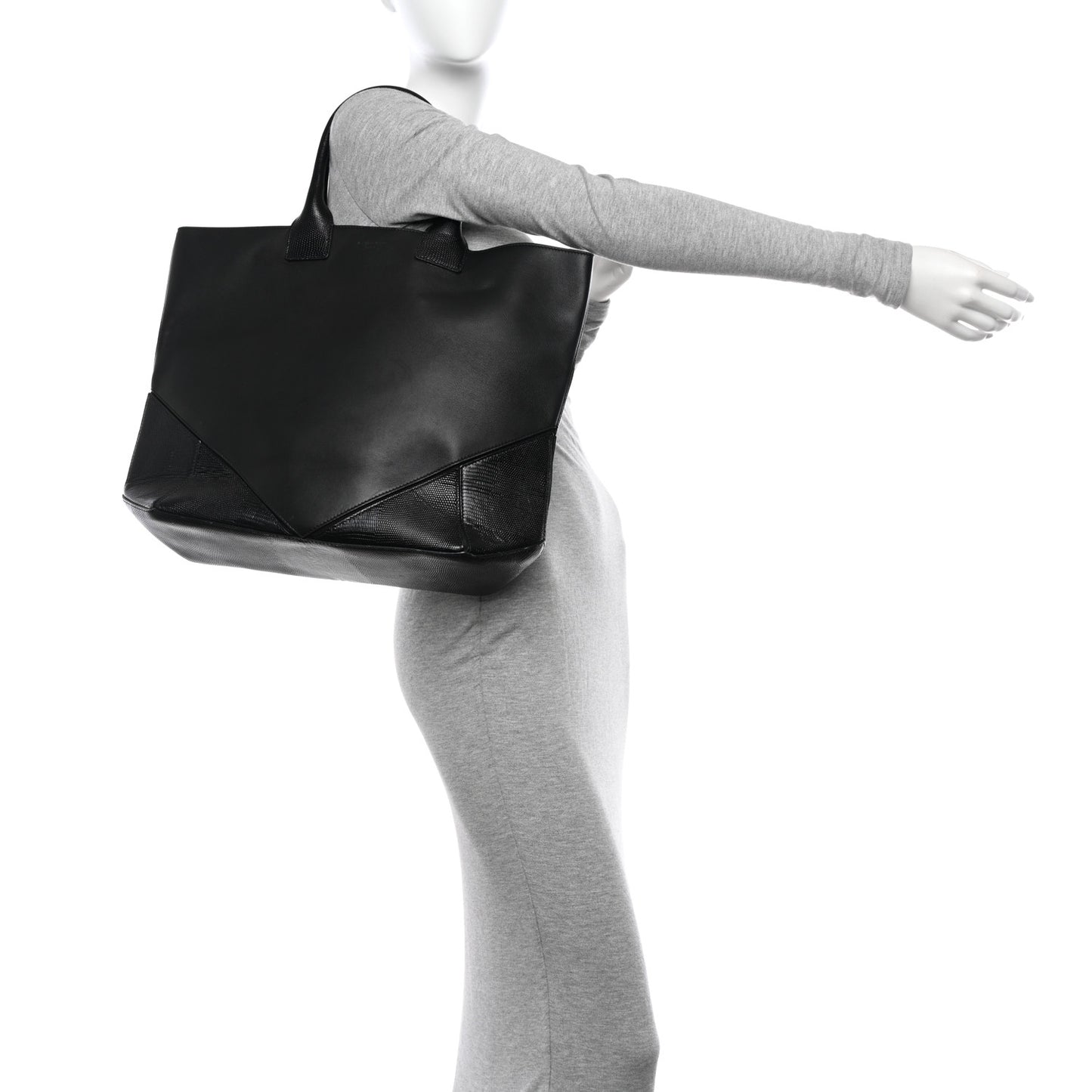 Nappa Lizard Embossed Medium Easy Tote Black