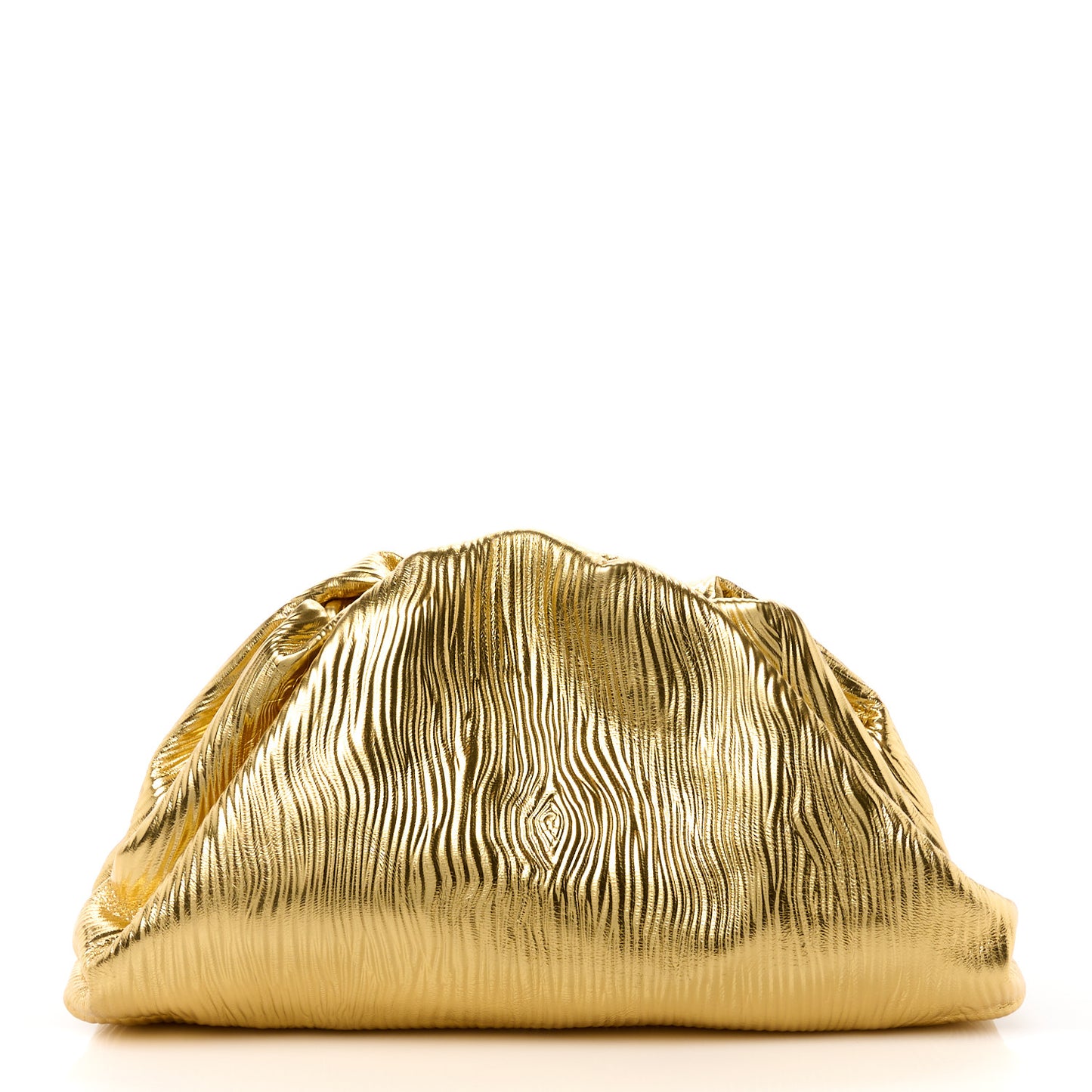 Metallic Bark Calfskin Embossed The Pouch Oversized Clutch Oro