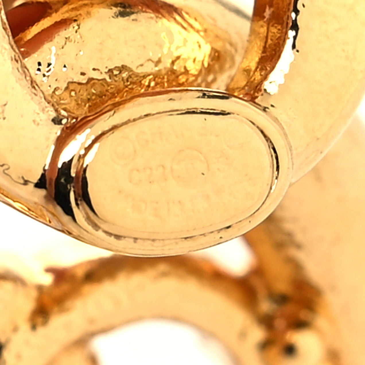 Metal Resin CC Diamond Earrings Gold Black White