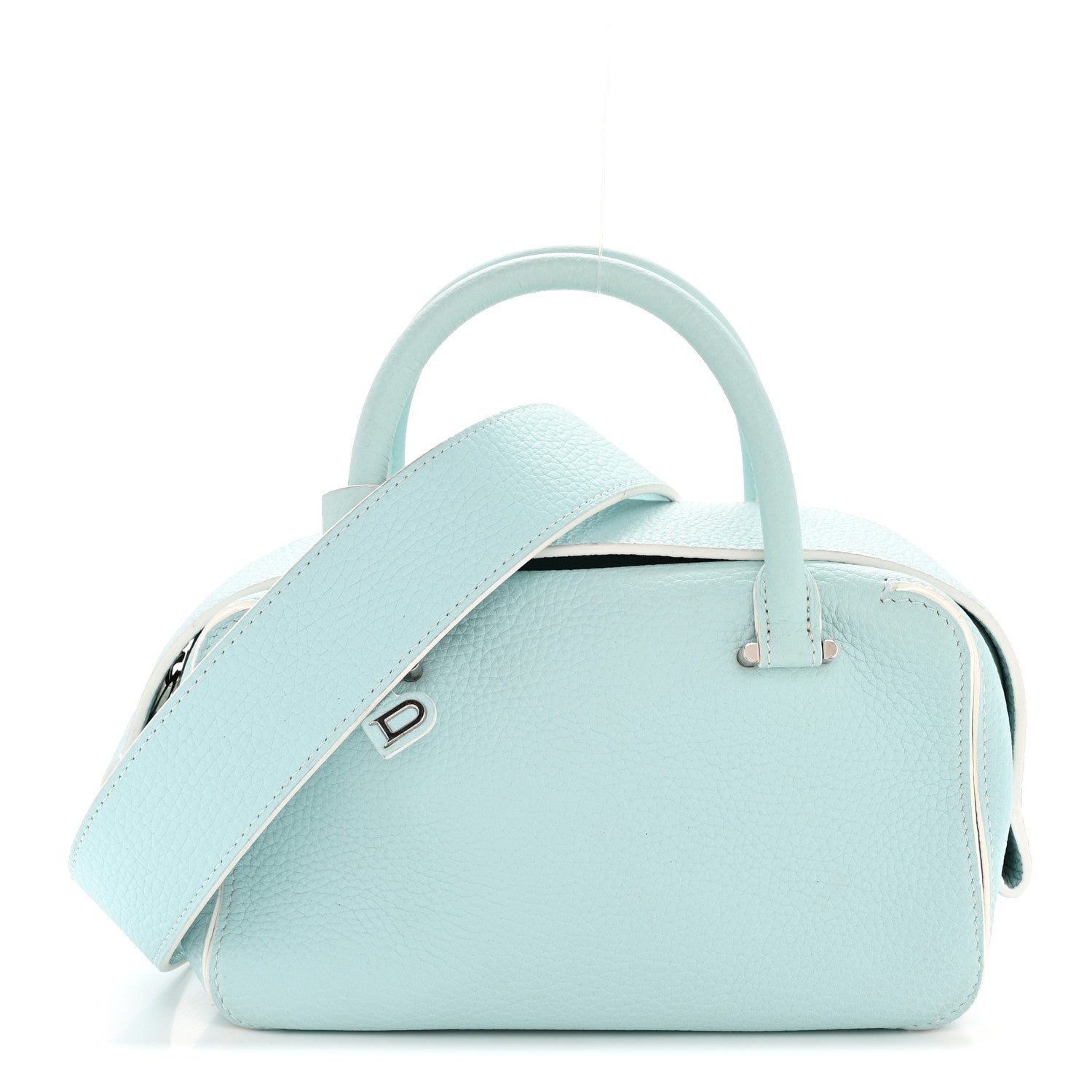 Delvaux Taurillon Soft Mini Cool Box Satchel Light Blue 1832628