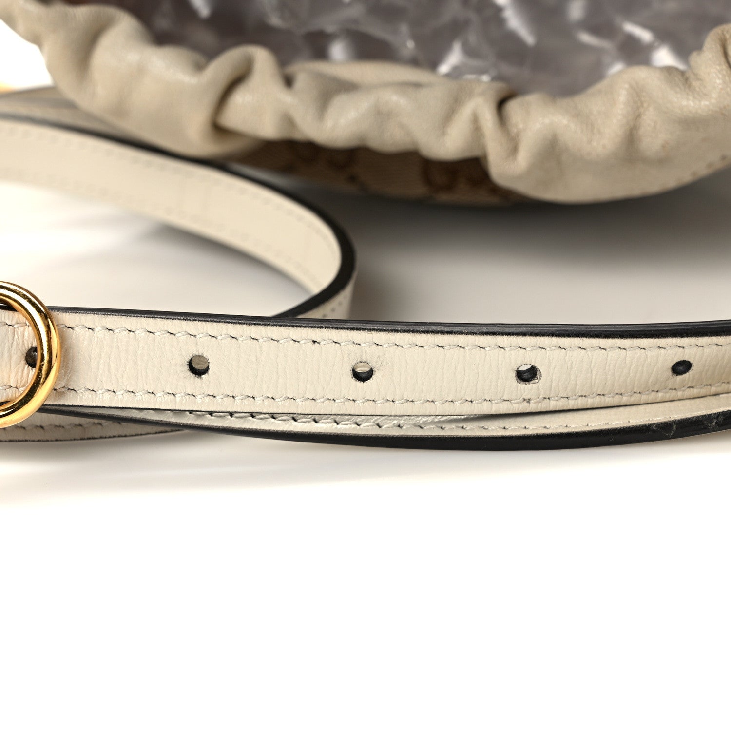 Gucci Monogram Textured Calfskin Horsebit 1955 Drawstring Bucket Bag Beige Mystic White 13 of 13