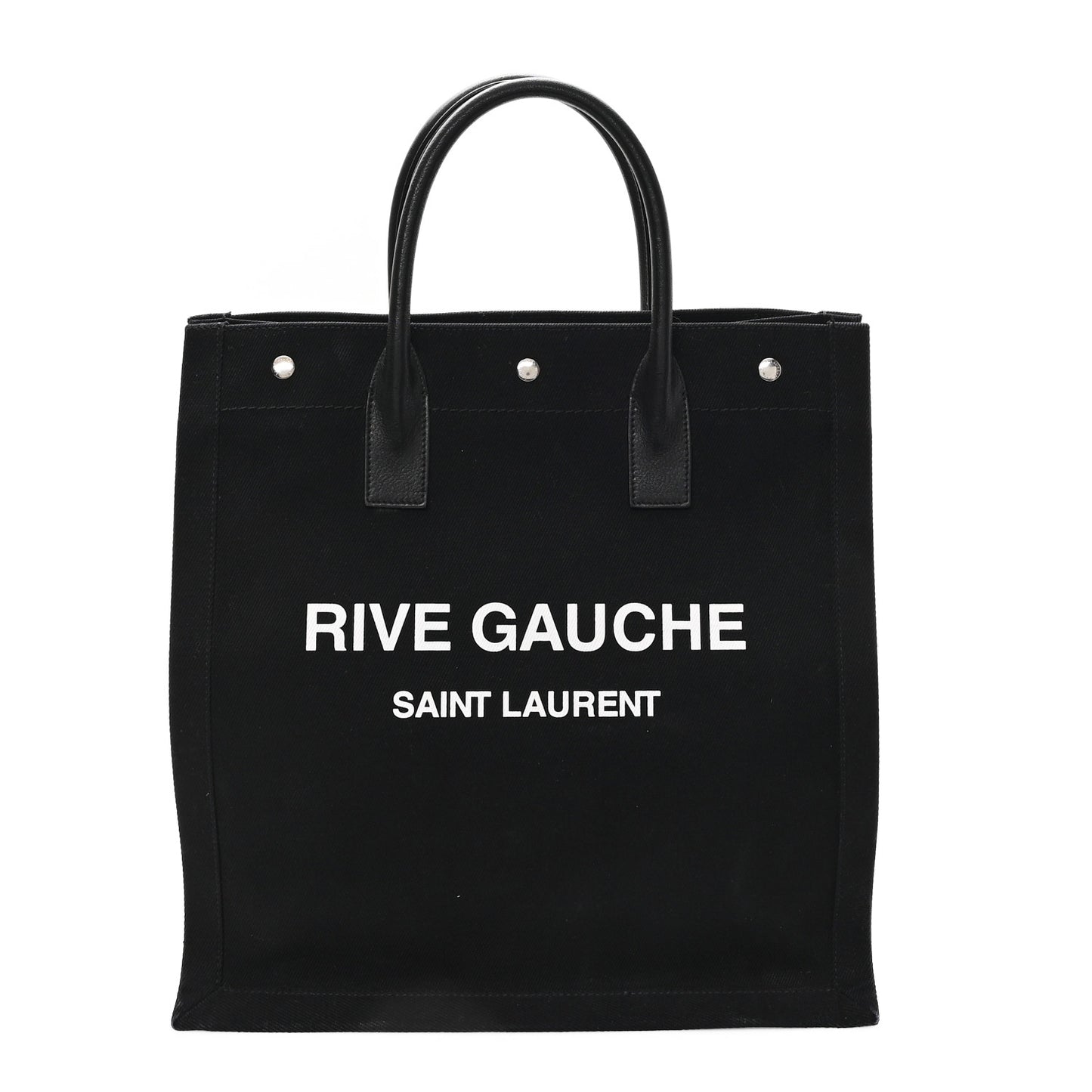 Linen Calfskin Rive Gauche North South Tote Black