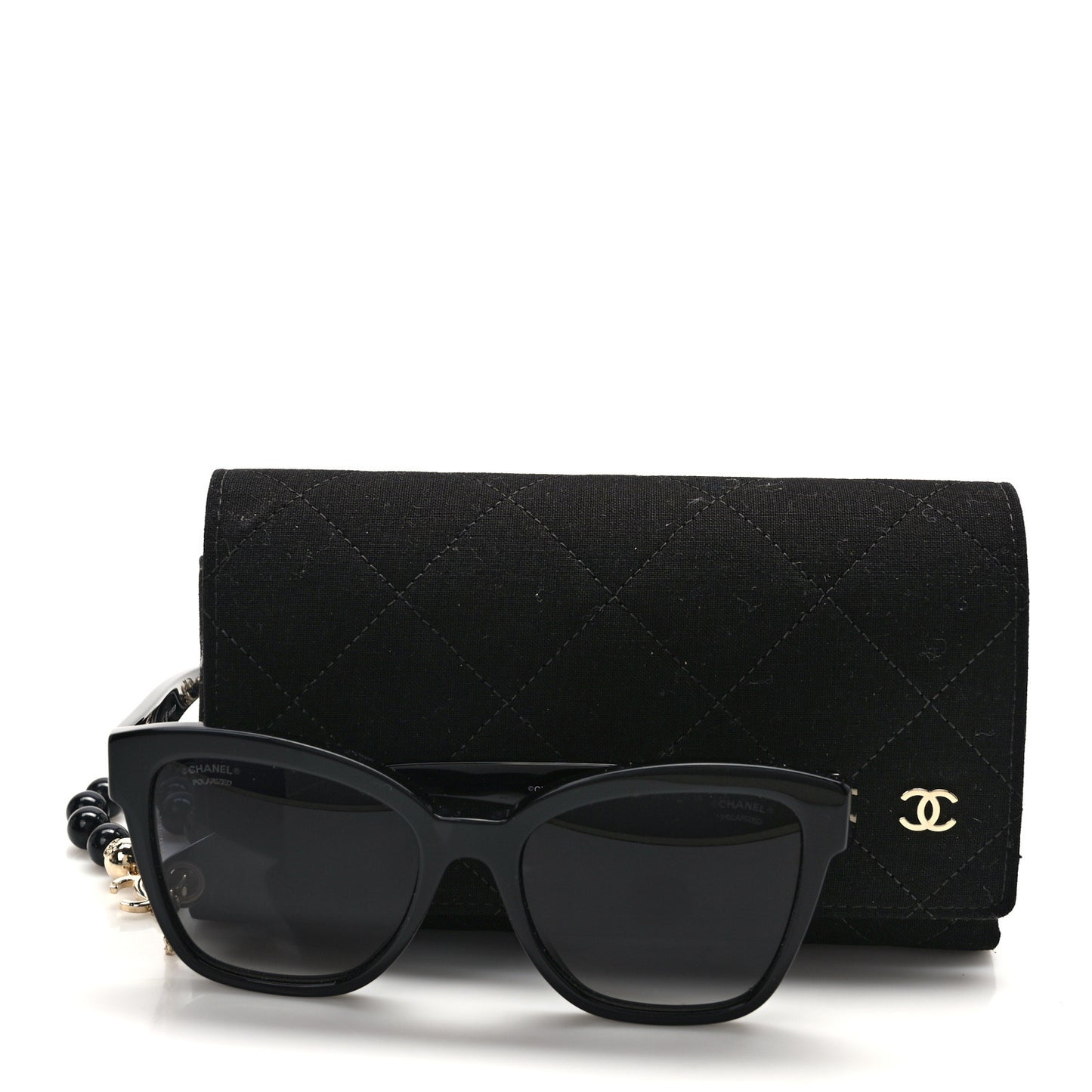 Acetate Chain Square Sunglasses 5487-A Black