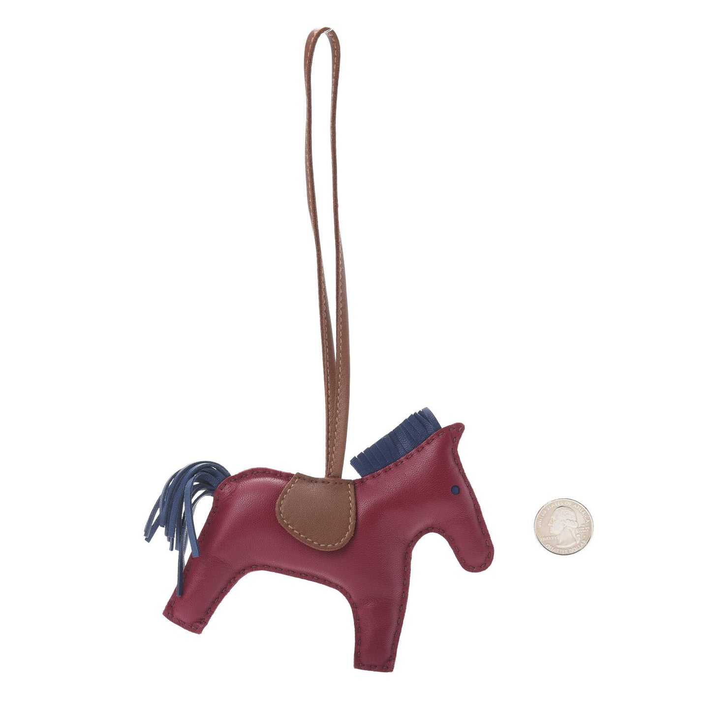 Milo Lambskin Grigri Rodeo Horse Bag Charm MM Rubis Bleu de Malte Fauve