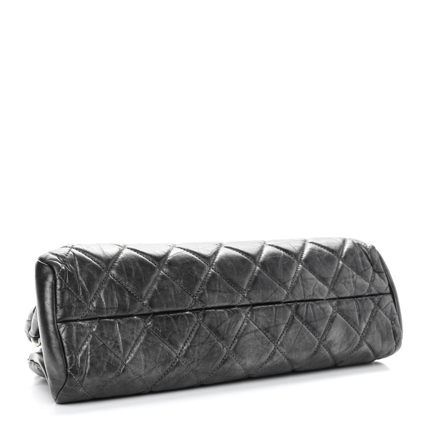 Aged Calfskin Quilted Medium Just Mademoiselle Bowling Bag Grey