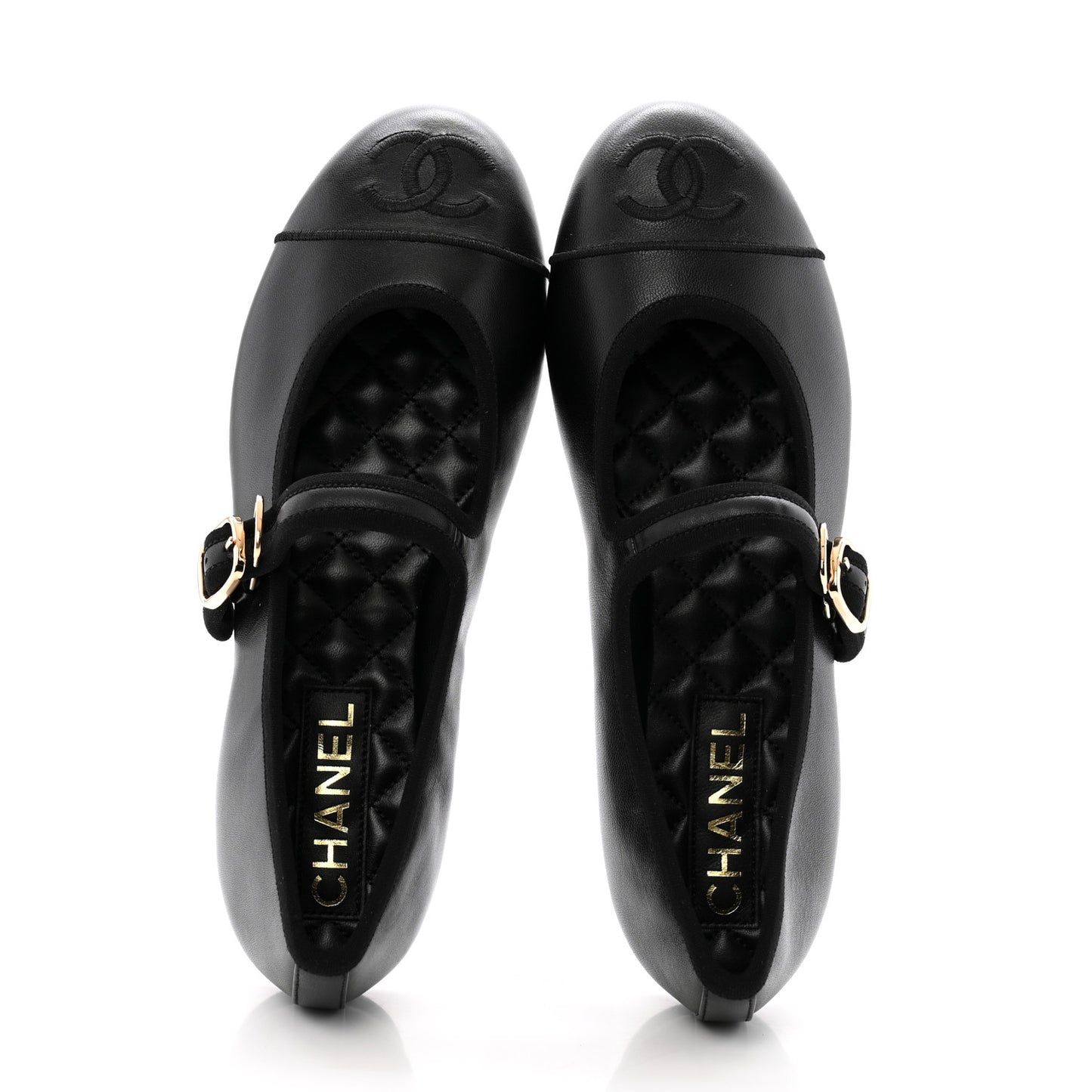 Lambskin Mary Jane Flats 37.5 Black