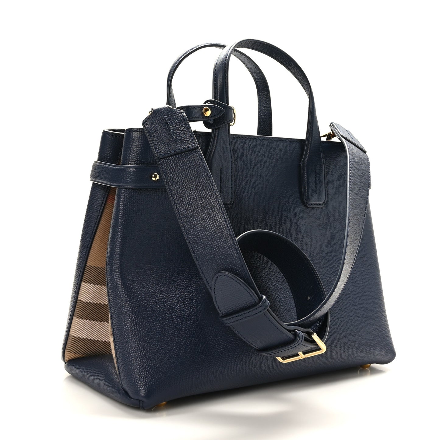 Derby Calfskin Vintage Check Medium Banner Tote Regency Blue