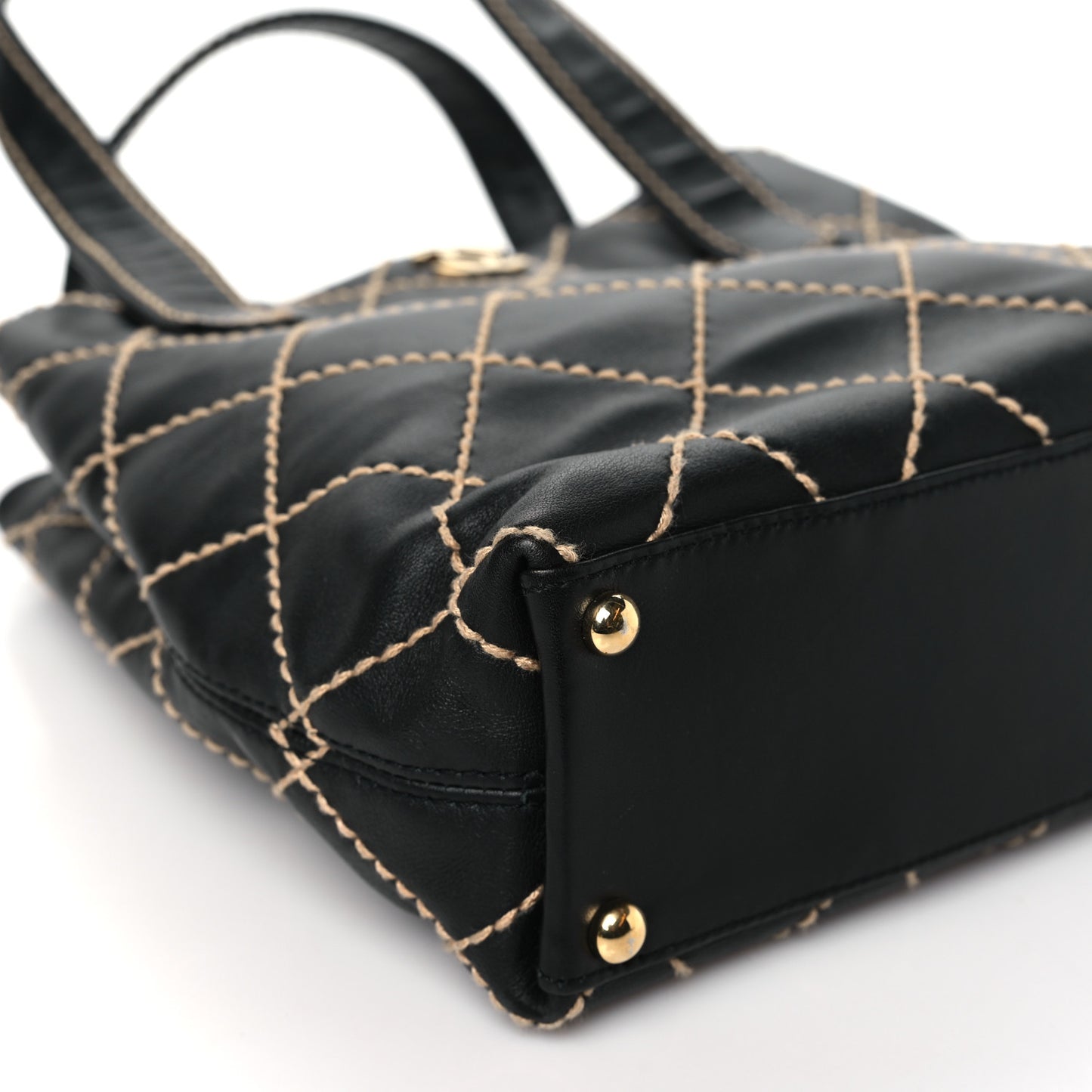 Calfskin Stitch Small Surpique Tote Black