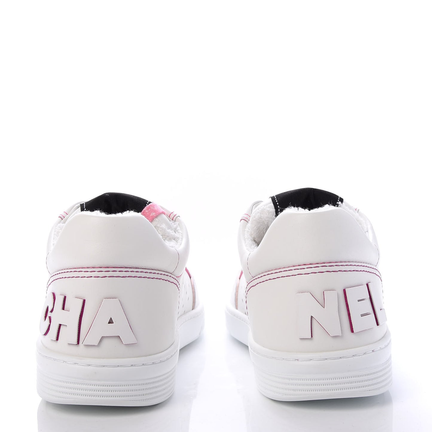 Calfskin Womens Logo Sneakers 39 White Pink