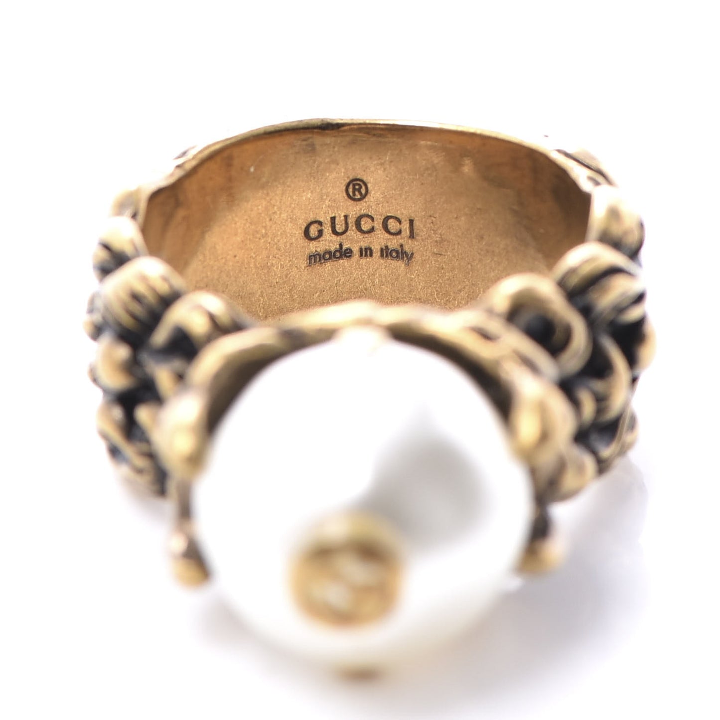Metal Pearl Ring 21 Aged Gold