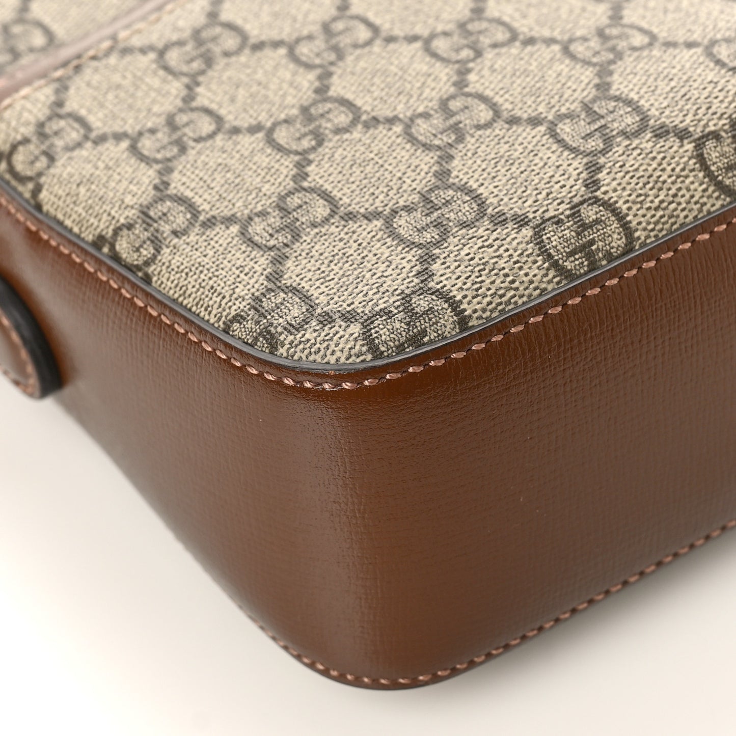 GG Supreme Monogram Azalea Calfskin Retro Interlocking G Messenger Shoulder Bag Beige Ebony Brown Sugar