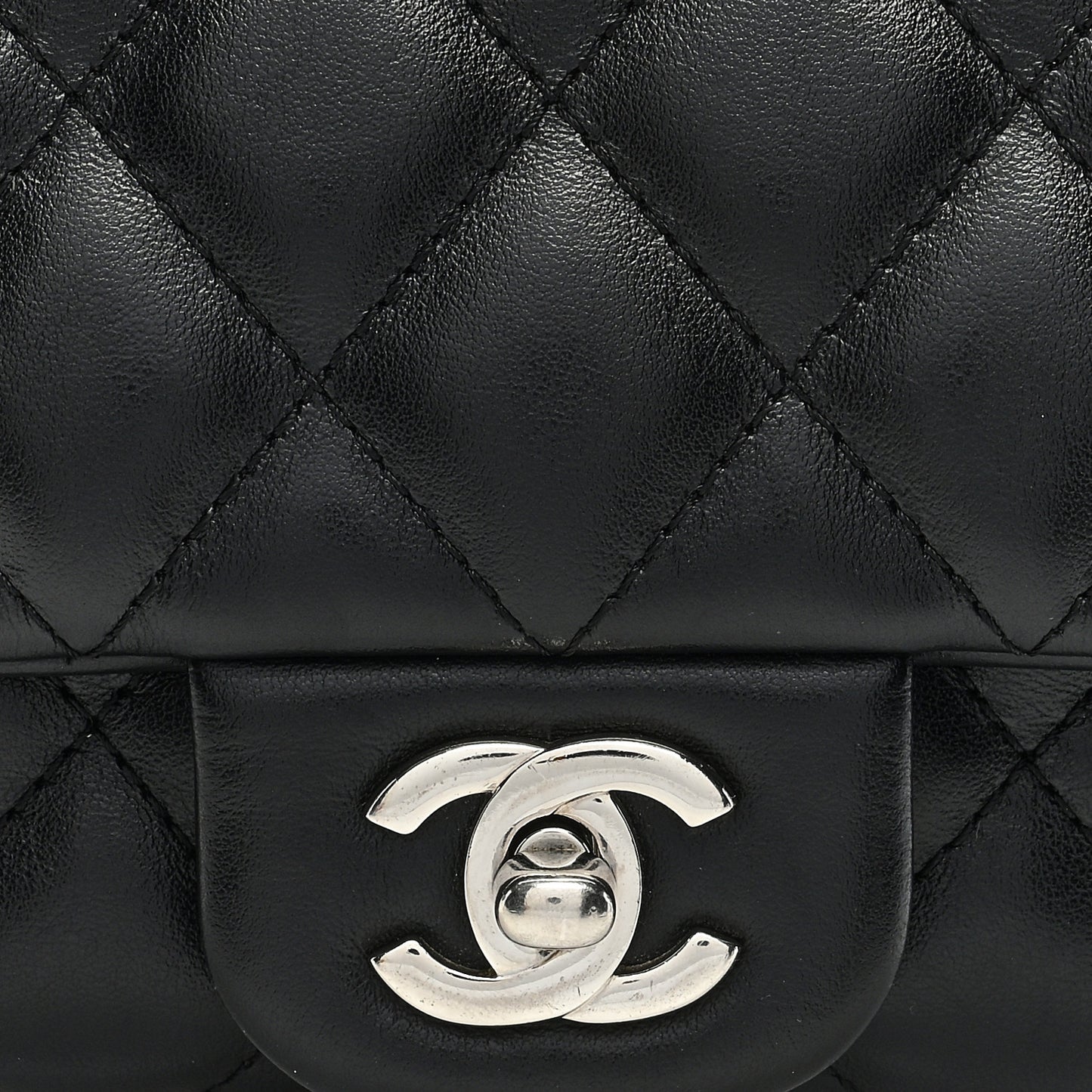 Calfskin Quilted CC Uniform Flap Belt Bag Black