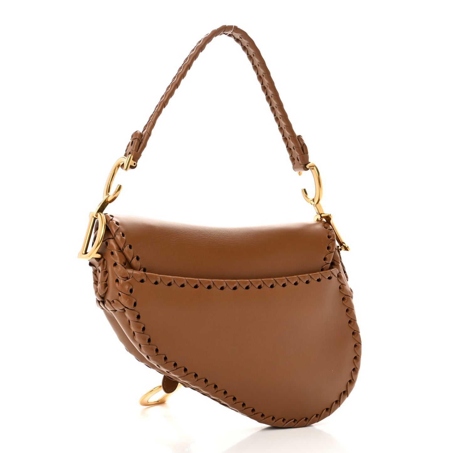 Calfskin Whipstitch Saddle Bag Brown