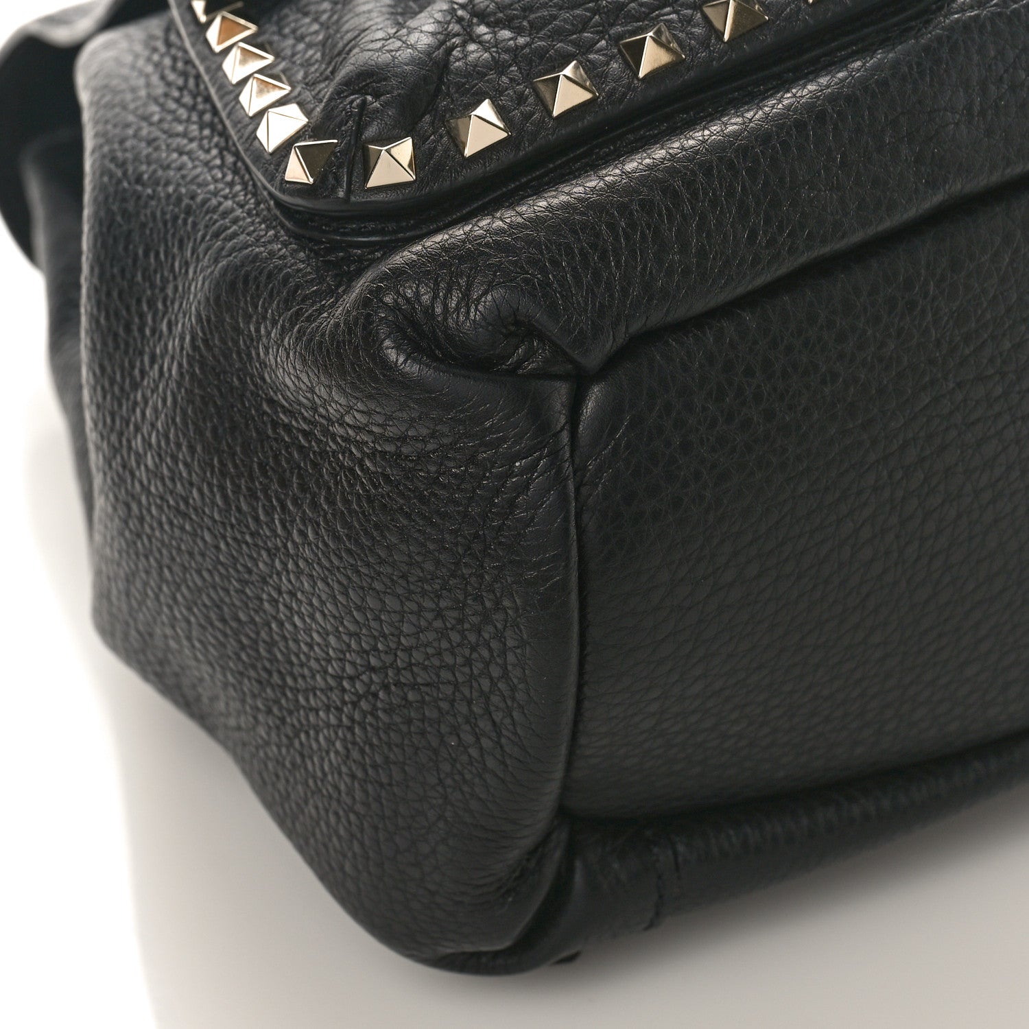 Valentino Garavani Pebbled Calfskin Rockstud Double Pocket Backpack Black 7 of 8