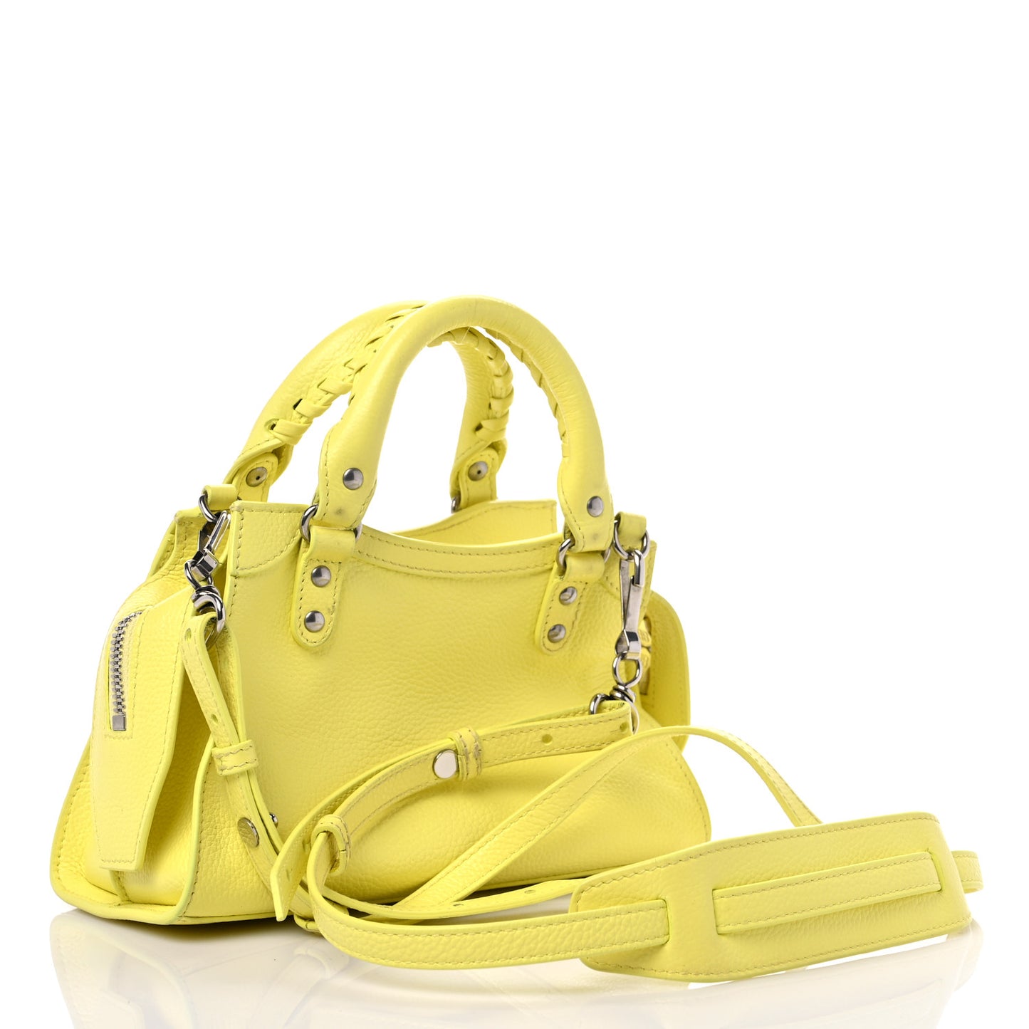 Grained Calfskin Neo Classic Silver Hardware Mini City Light Yellow