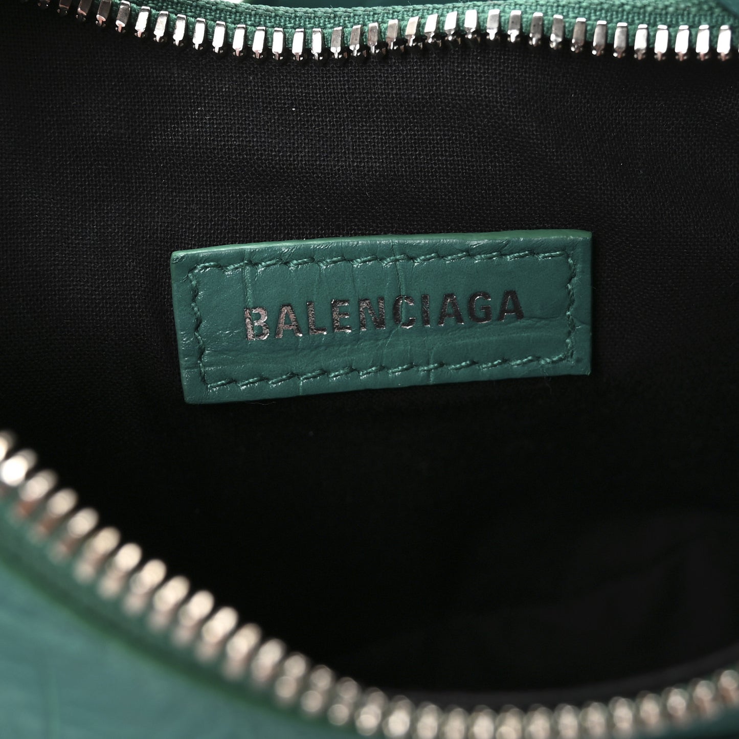 Extra Supple Calfskin Crystal Crocodile Embossed Le Cagole Shoulder Bag XS Jade