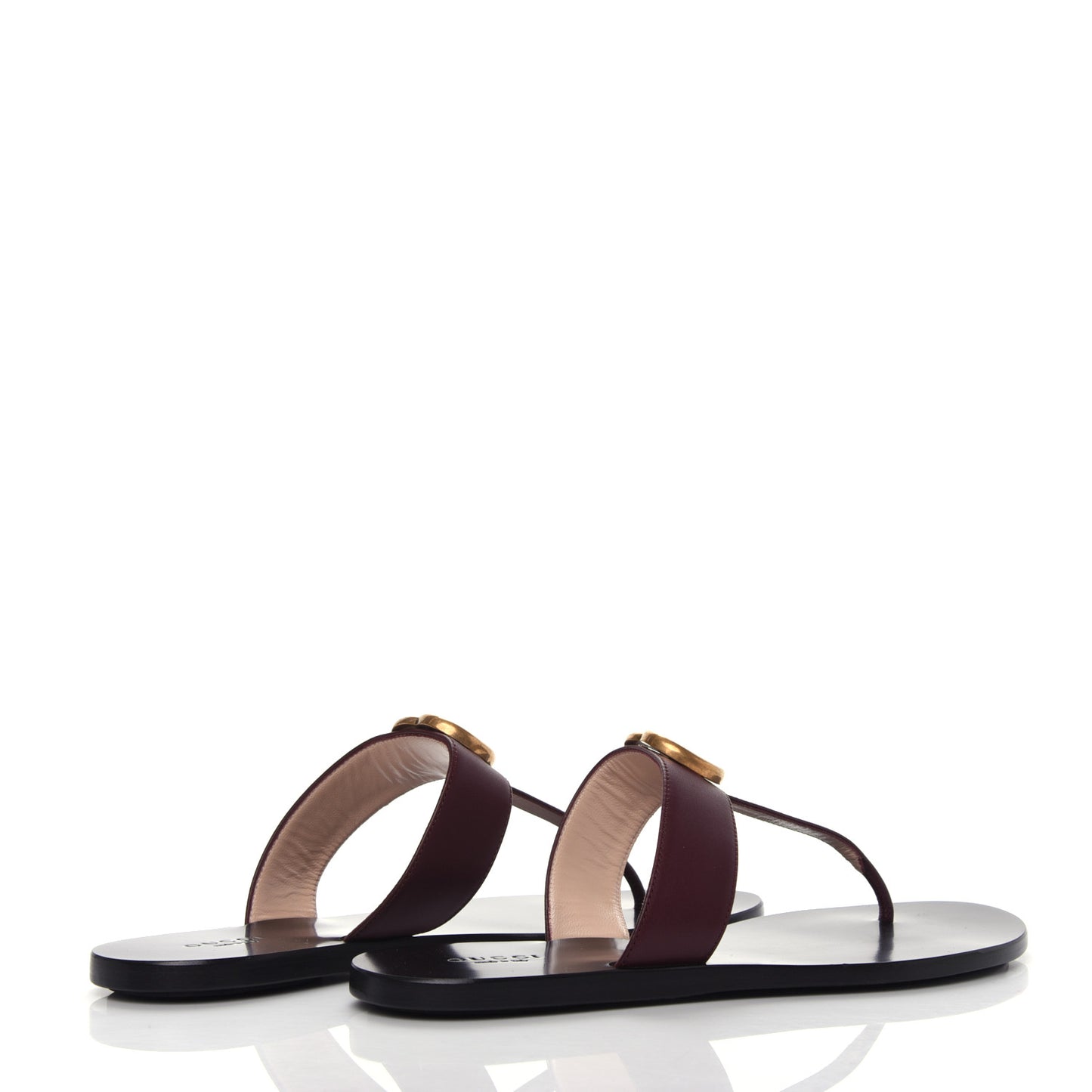 Calfskin GG Marmont Thong Sandals 38.5 Vintage Bordeaux