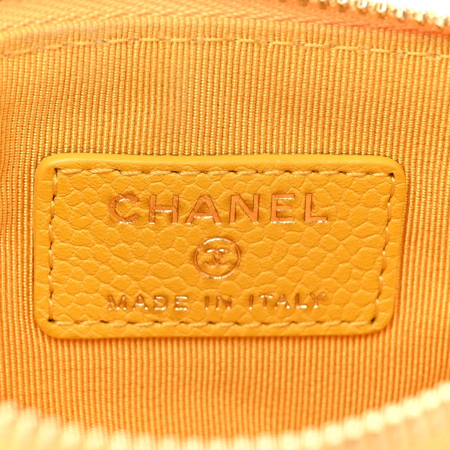 Chanel Caviar Quilted Small Cosmetic Case Yellow 6 of 9