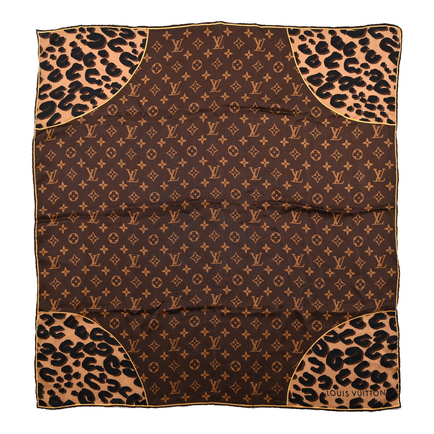 Louis Vuitton Silk Leopard Monogram Square Scarf 1792564