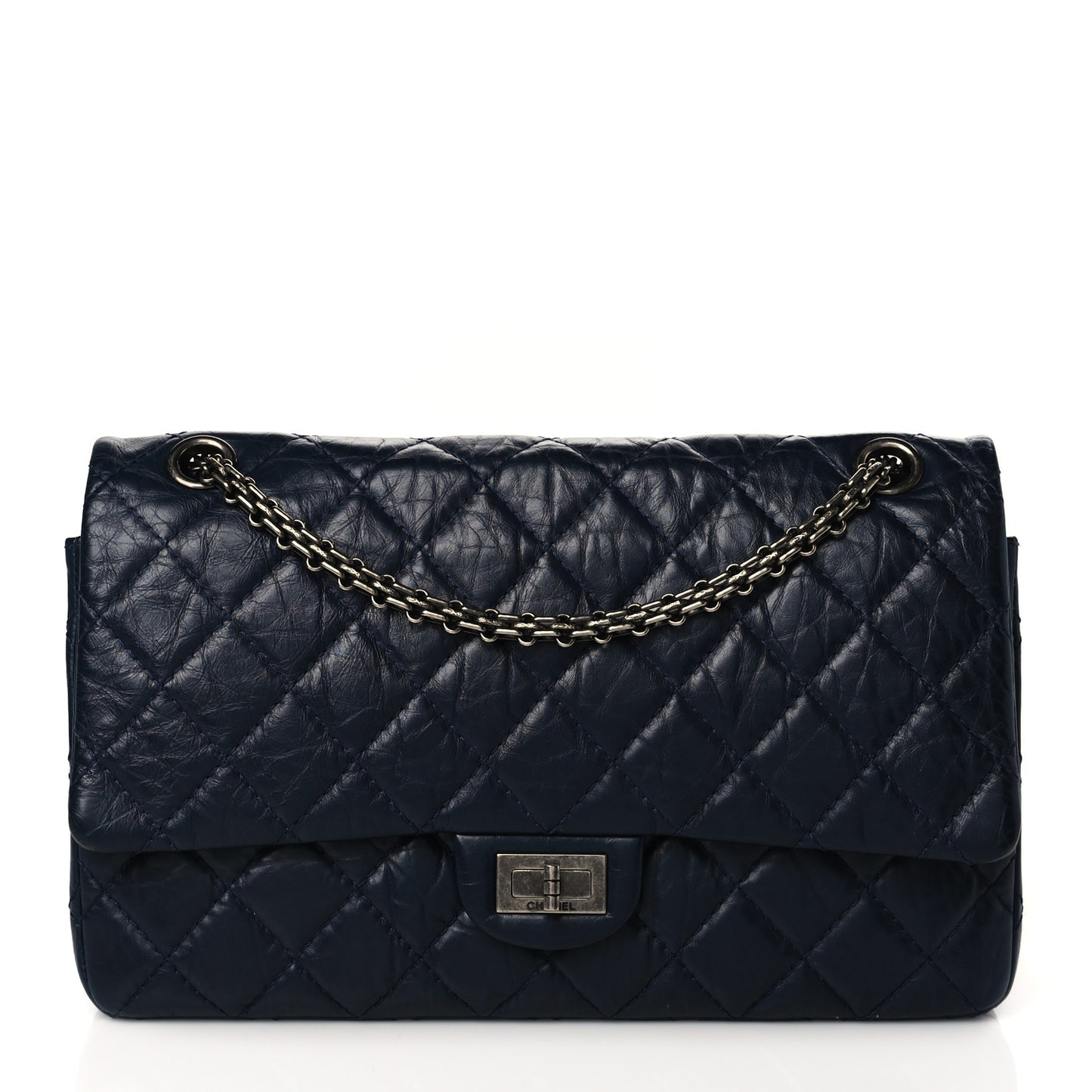 Aged Calfskin Quilted 2.55 Reissue 226 Flap Navy Blue