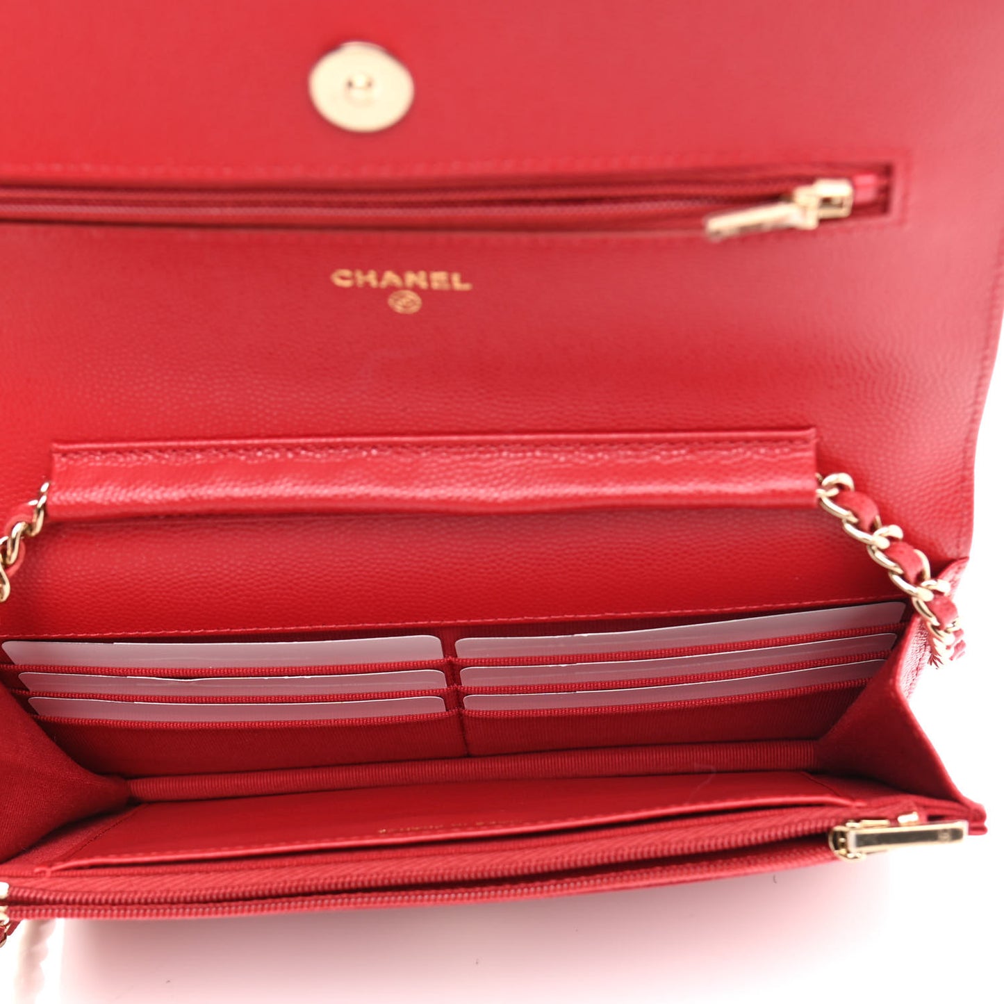 Caviar Quilted Wallet On Chain WOC Red