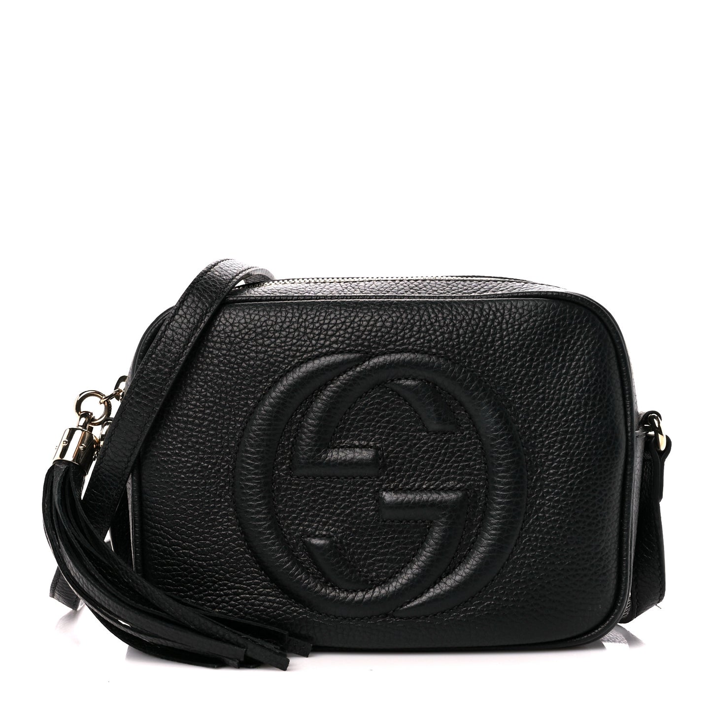 Pebbled Calfskin Small Soho Disco Bag Black