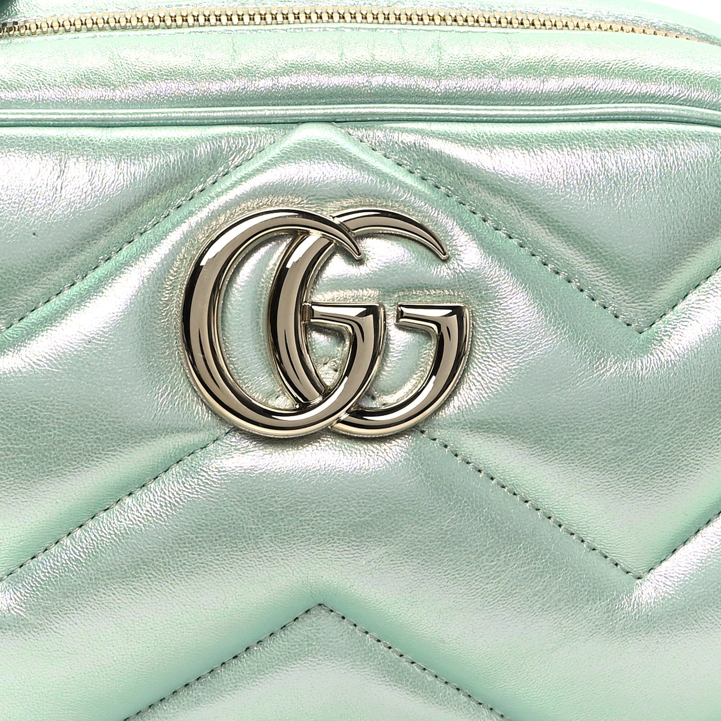 Iridescent Nappa Chevron Matelasse Small GG Marmont Chain Shoulder Bag Iridescent Salvy Green