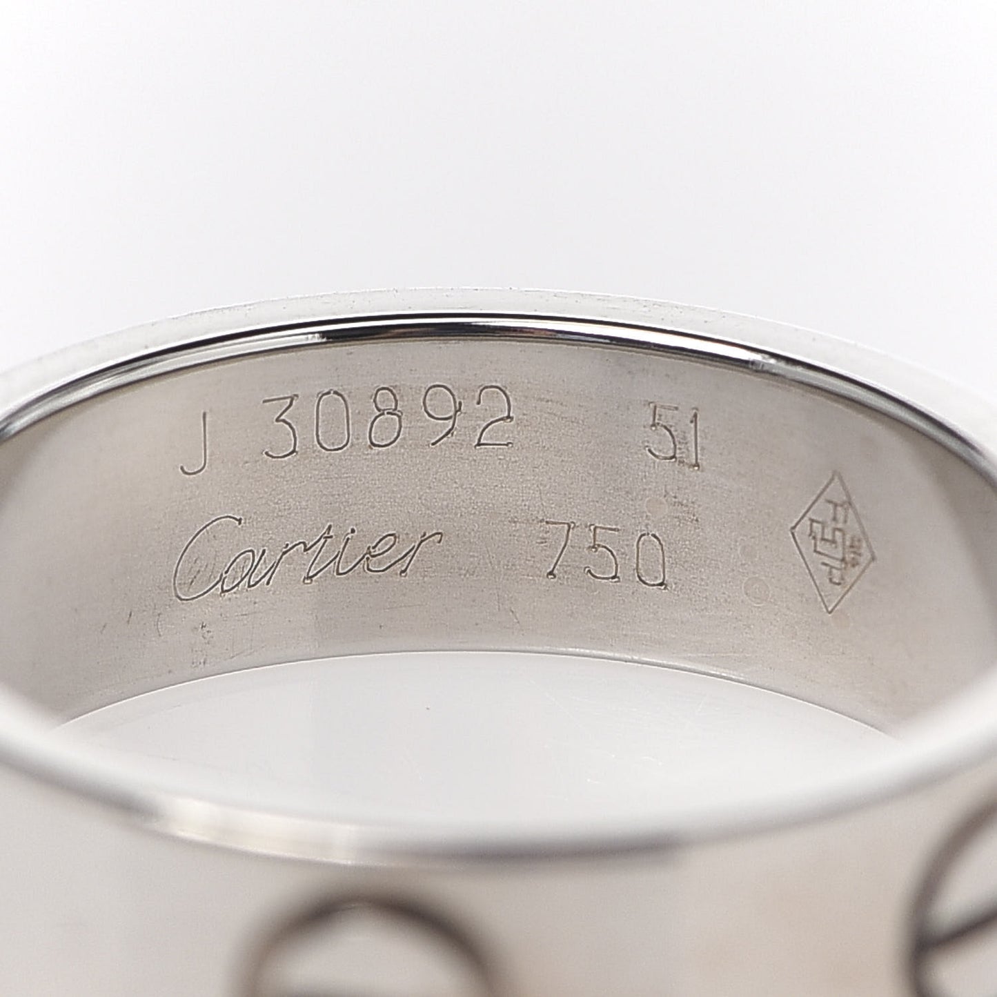 18K White Gold 5.5mm LOVE Ring 51 5.75