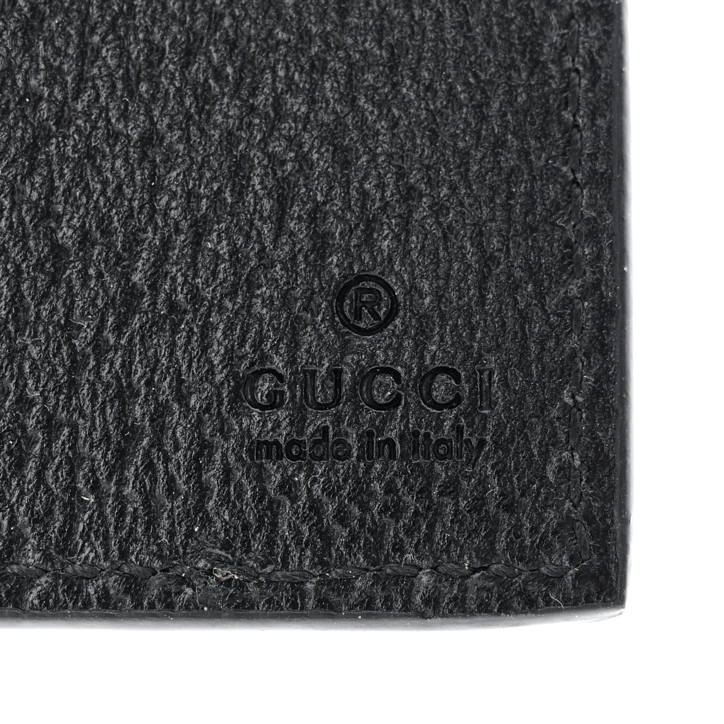 Textured Dollar Calfskin Horsebit Card Holder Black