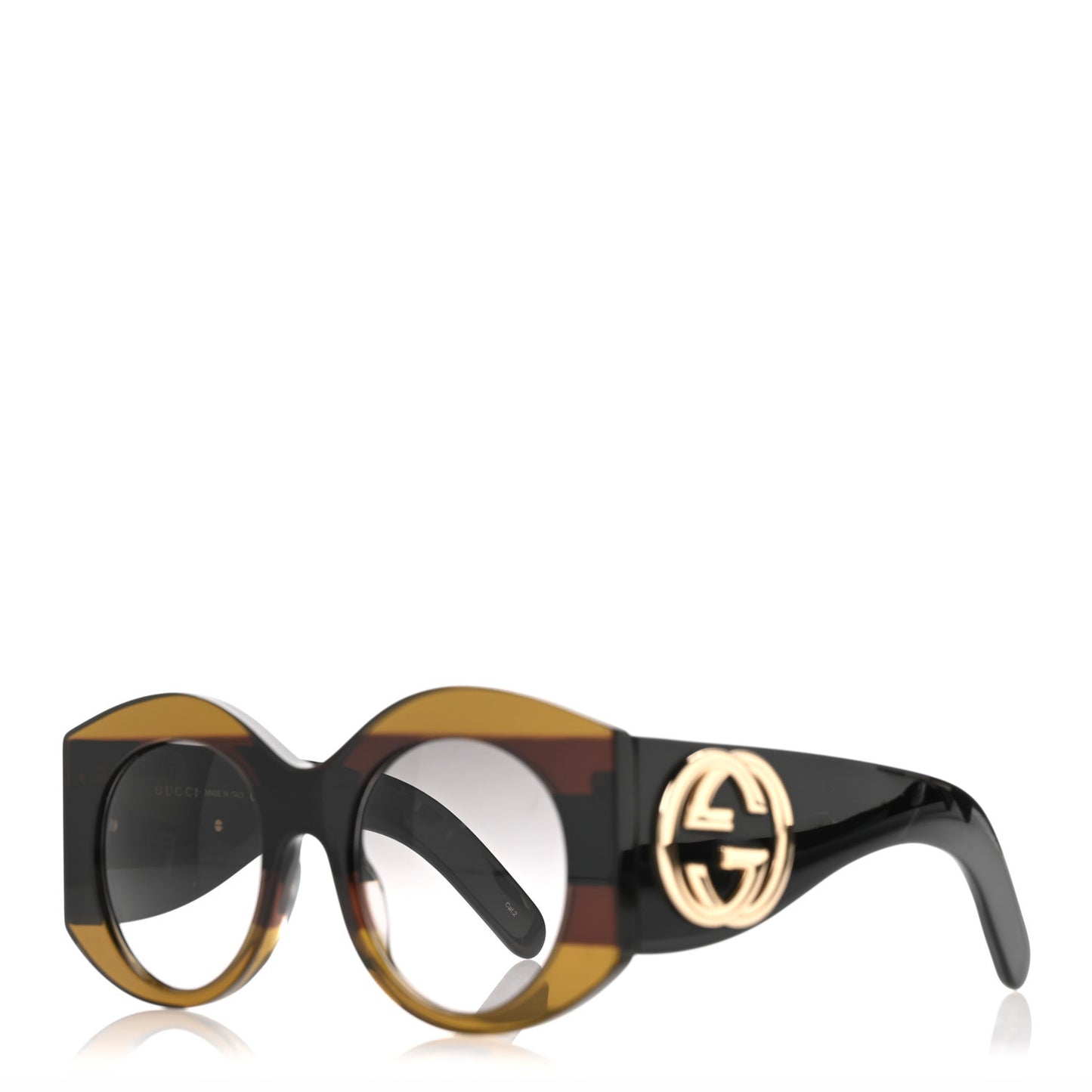 Acetate Round Frame Sunglasses GG0177S Brown
