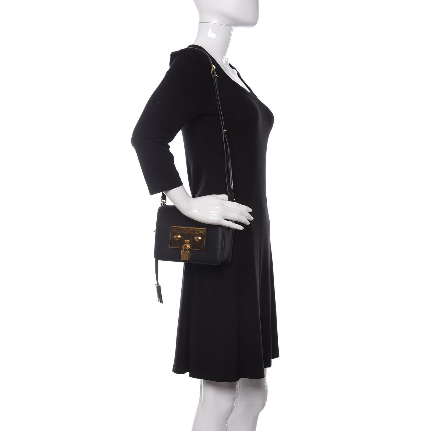 Calfskin Padlock Crossbody Black
