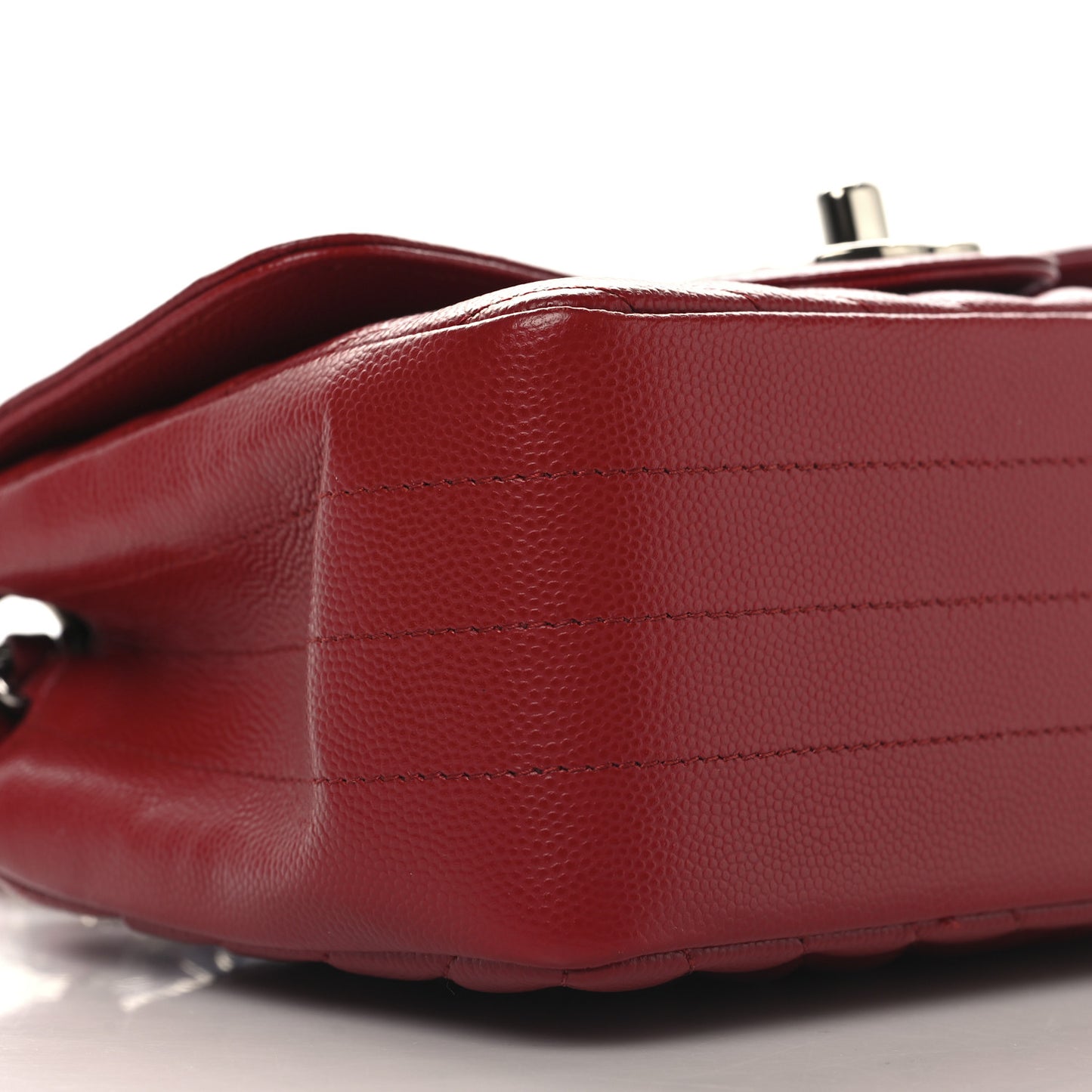 Caviar Chevron Quilted Mini Square Flap Red