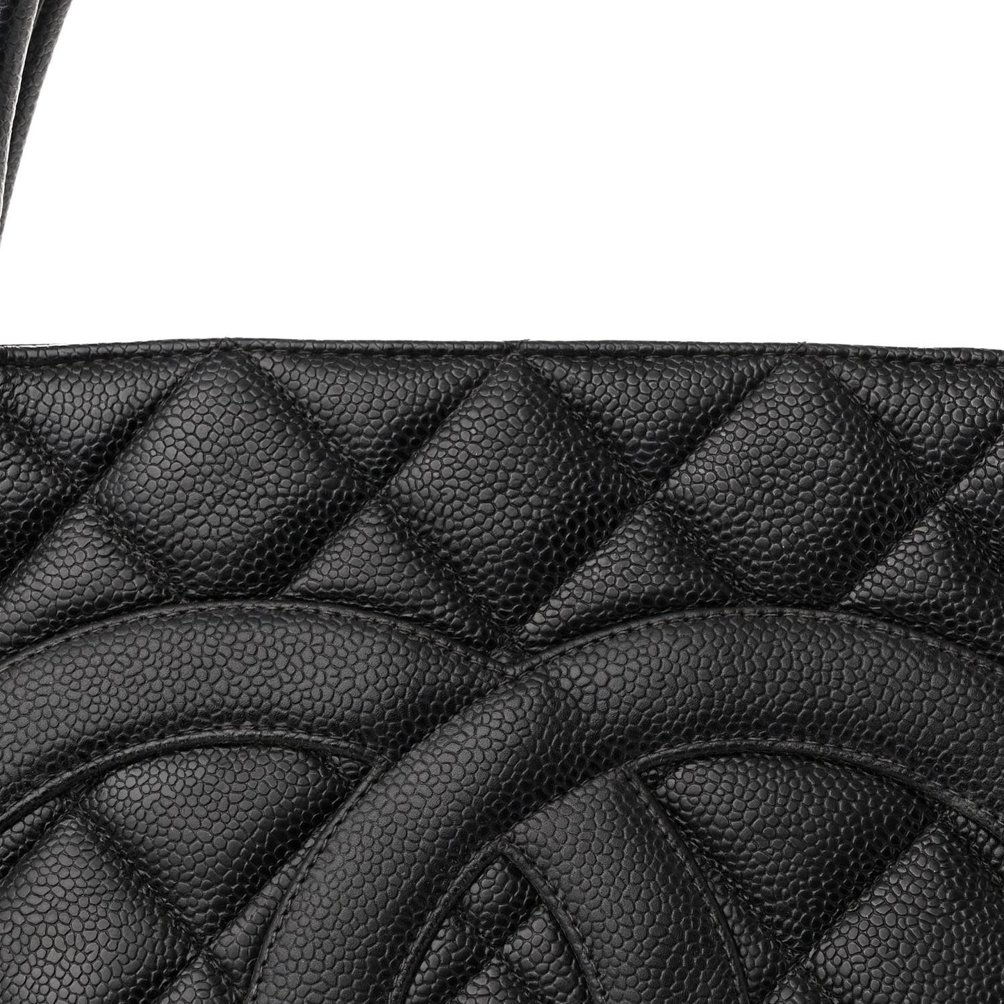 Caviar Quilted Medallion Tote Black
