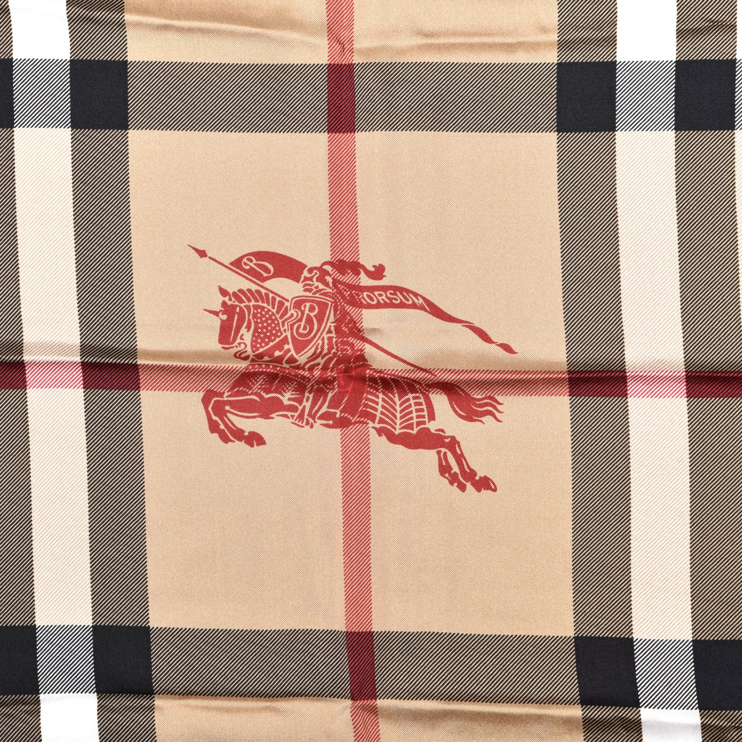 Silk Haymarket Check Square Scarf Beige Red