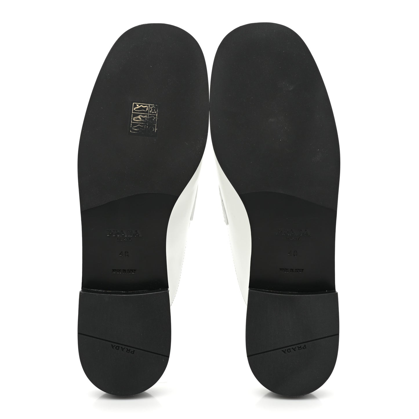 Brushed Calfskin Metal Triangle Logo Mules 40 White