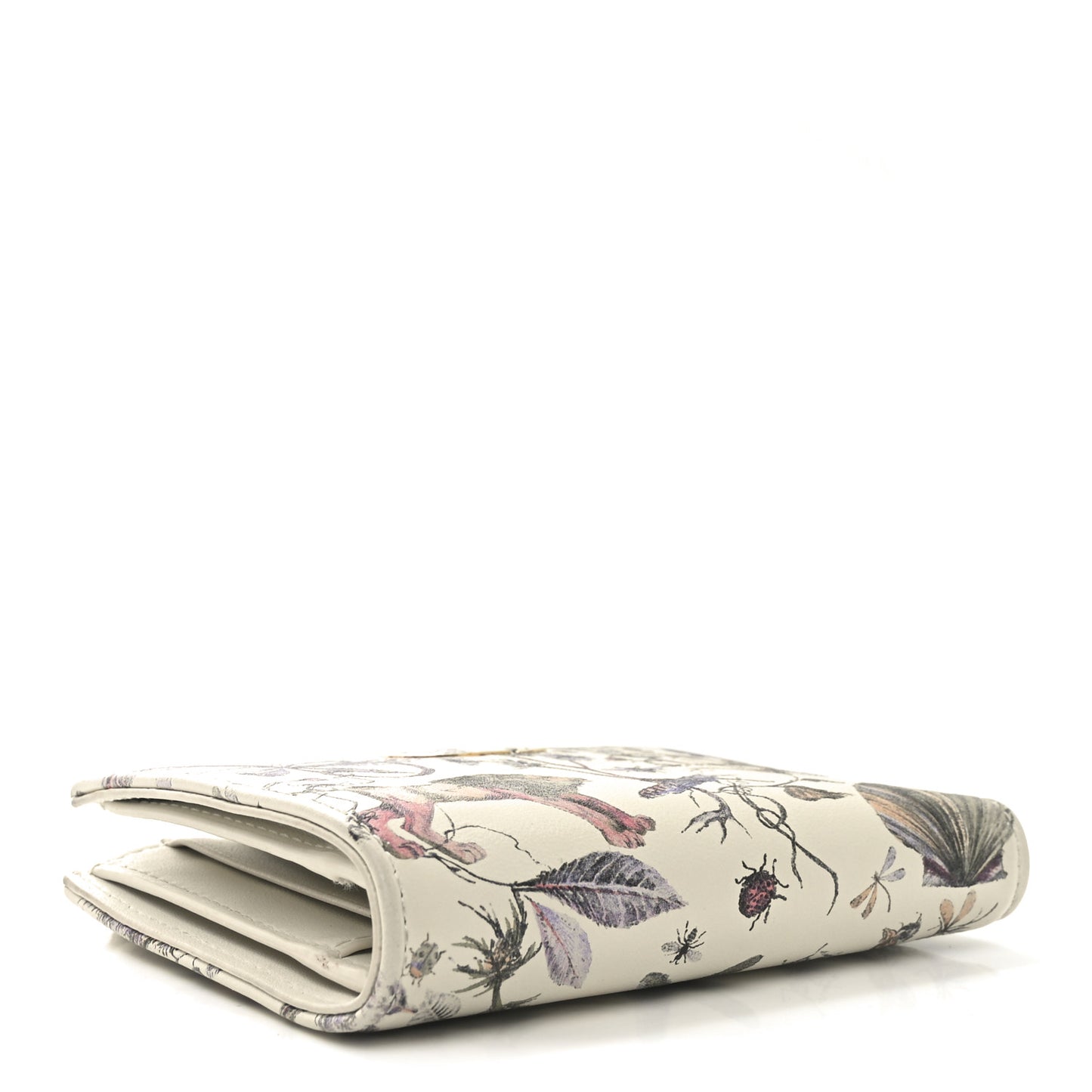 Calfskin Cabinet De Curiosites Print Caro Medium Wallet Latte Multicolor