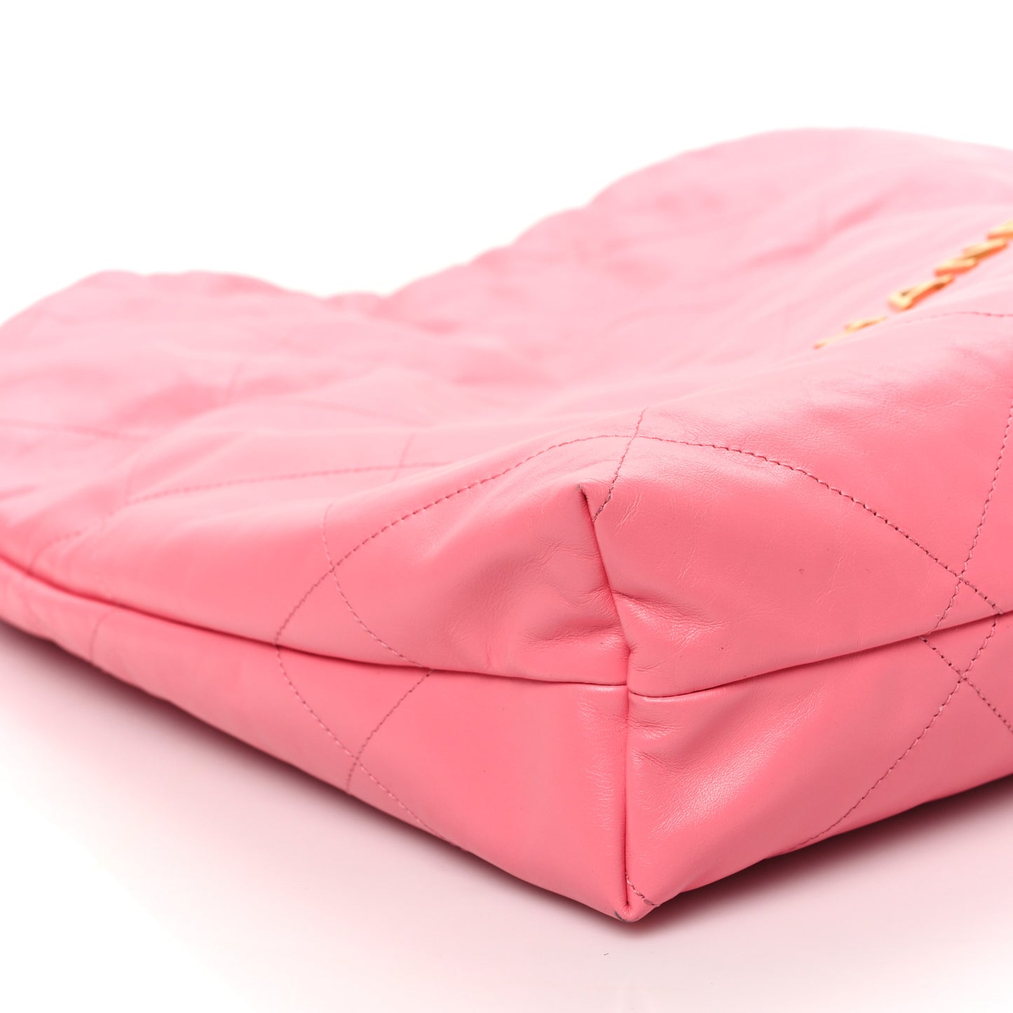 Shiny Calfskin Quilted Large Chanel 22 Coral Pink
