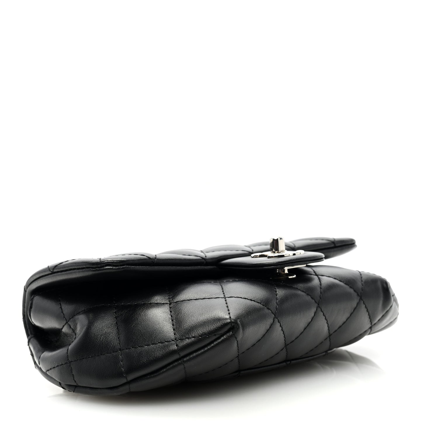 Calfskin Quilted CC Uniform Flap Belt Bag Black