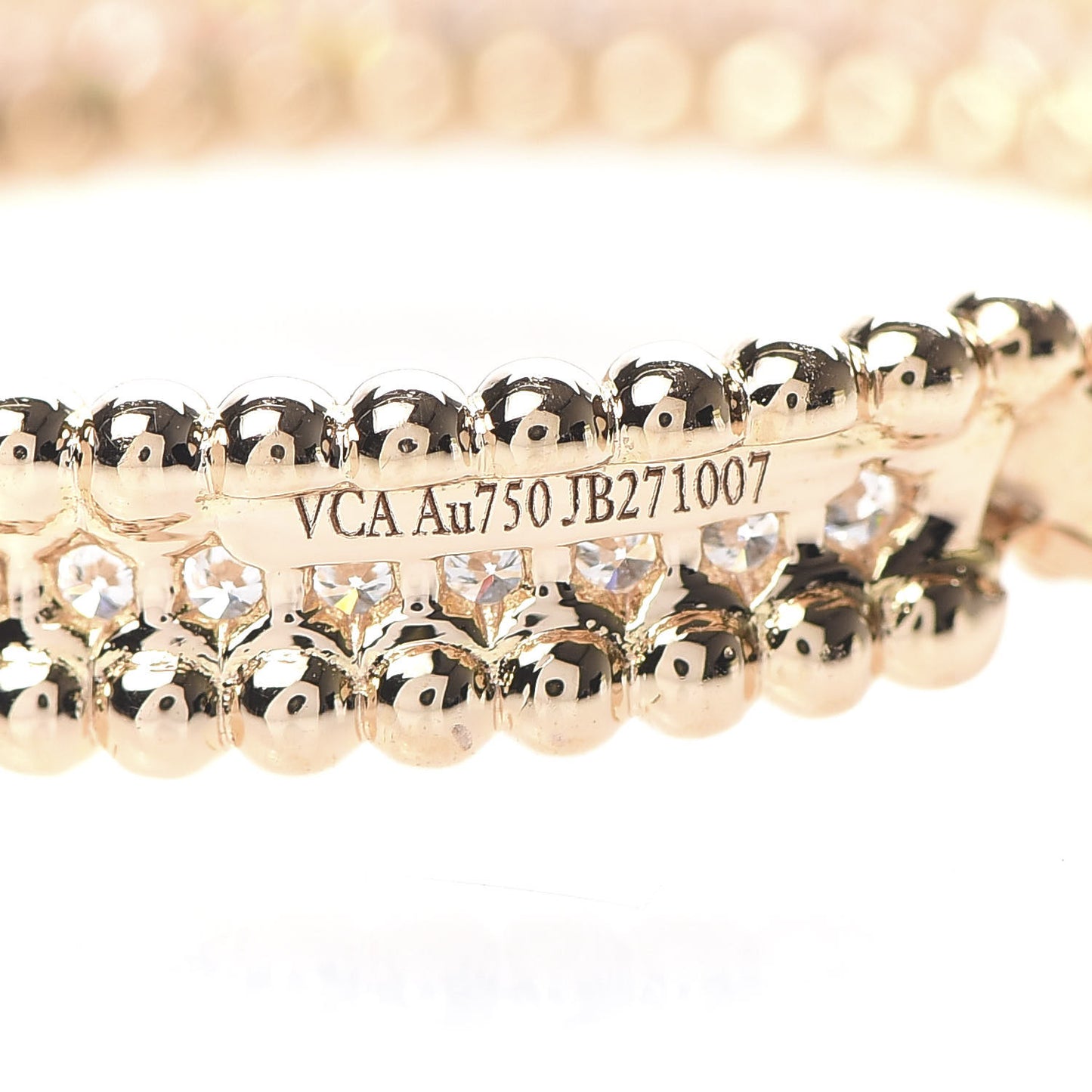 18K Rose Gold Diamond Perlee Hoop Earrings