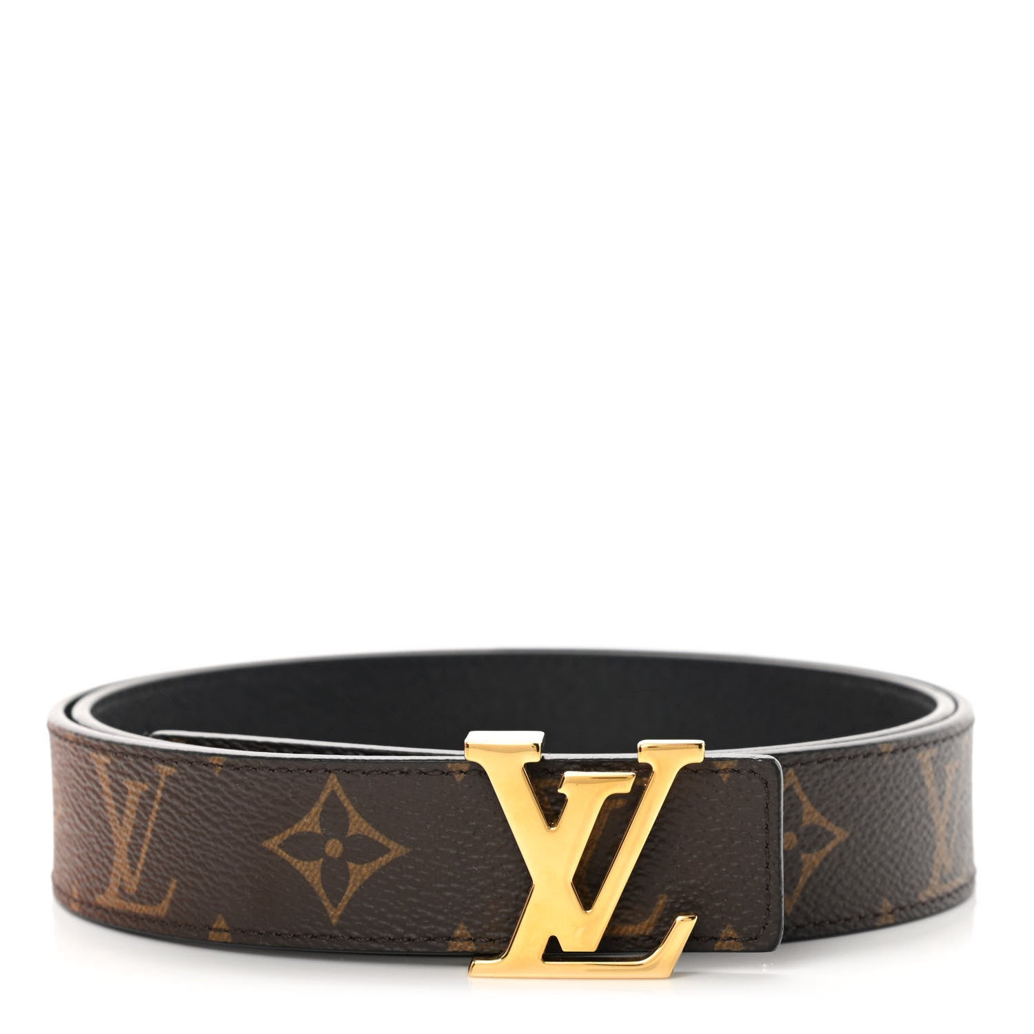 Louis Vuitton Calfskin Monogram 30mm LV Initiales Reversible Belt 85 34 Black 1 of 5