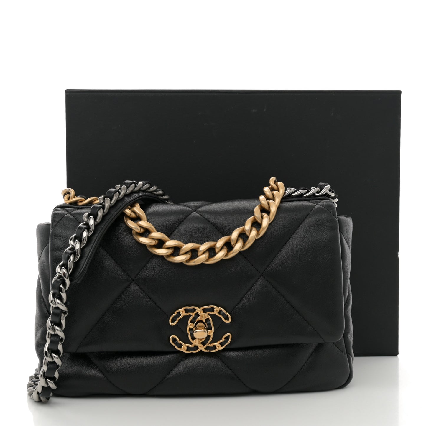 Lambskin Quilted Medium Chanel 19 Flap Black