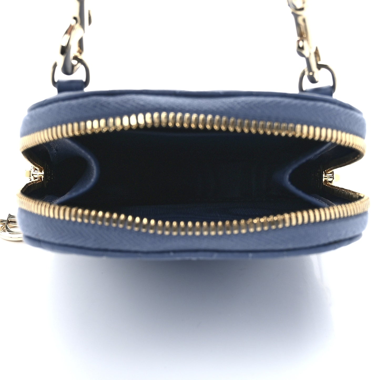 Lambskin Cannage Lady Dior Phone Holder Denim Blue